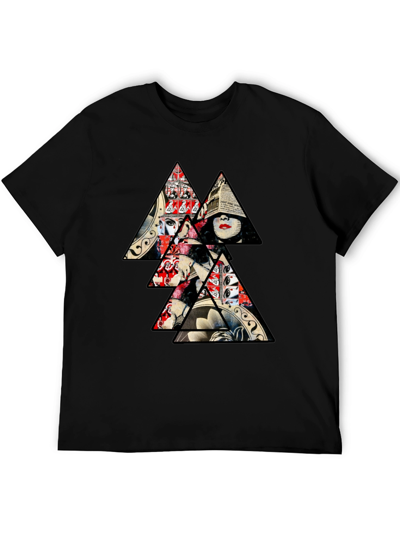 Abstract Triangle Graphic Print Mens T-Shirt
