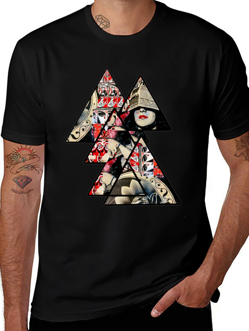 Abstract Triangle Graphic Print Mens T-Shirt