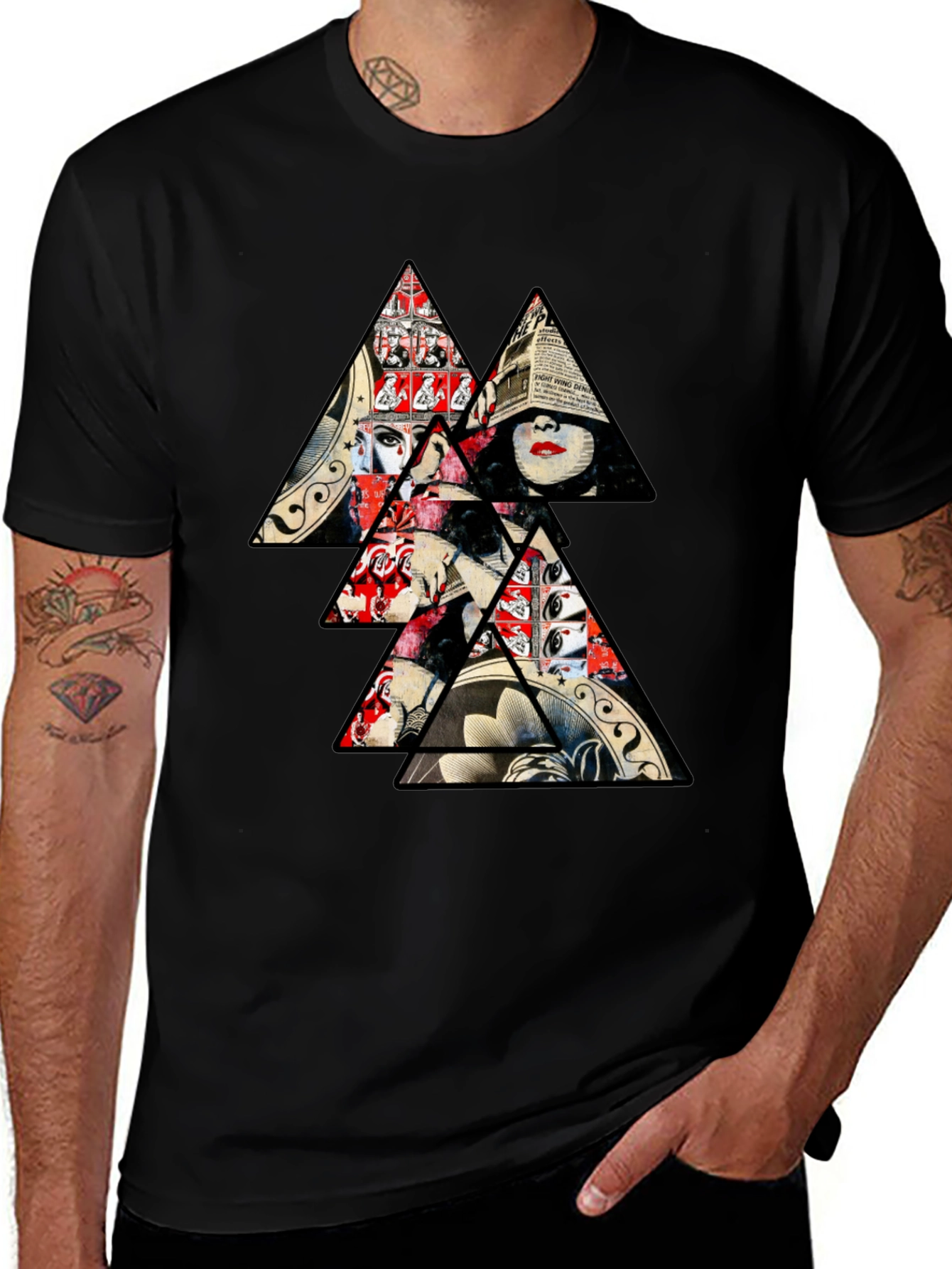 Abstract Triangle Graphic Print Mens T-Shirt