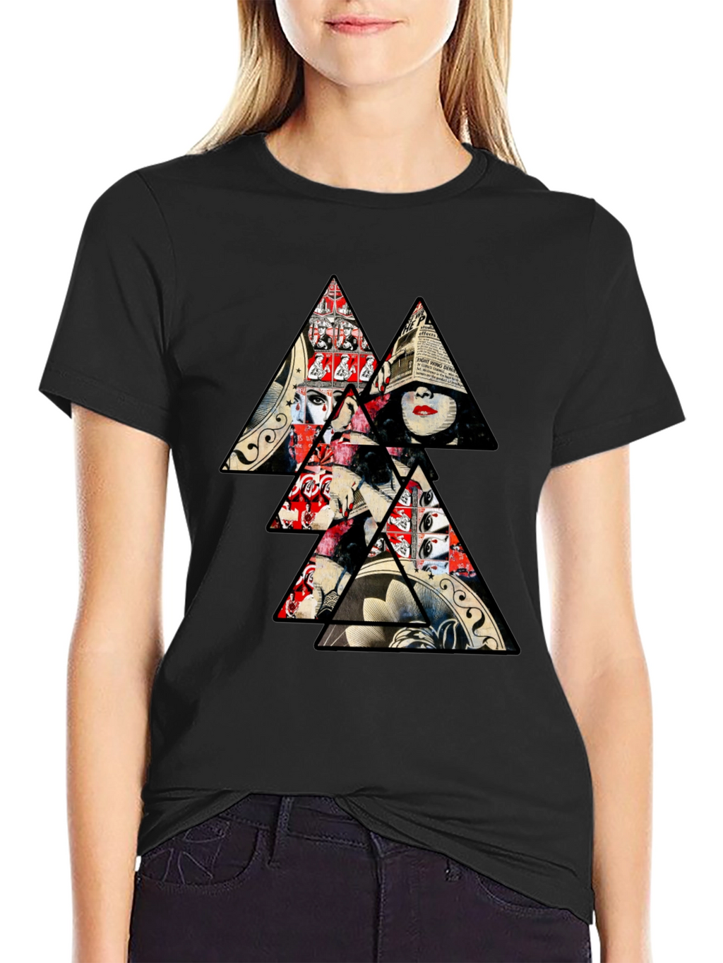 Abstract Triangle Graphic Print Mens T-Shirt