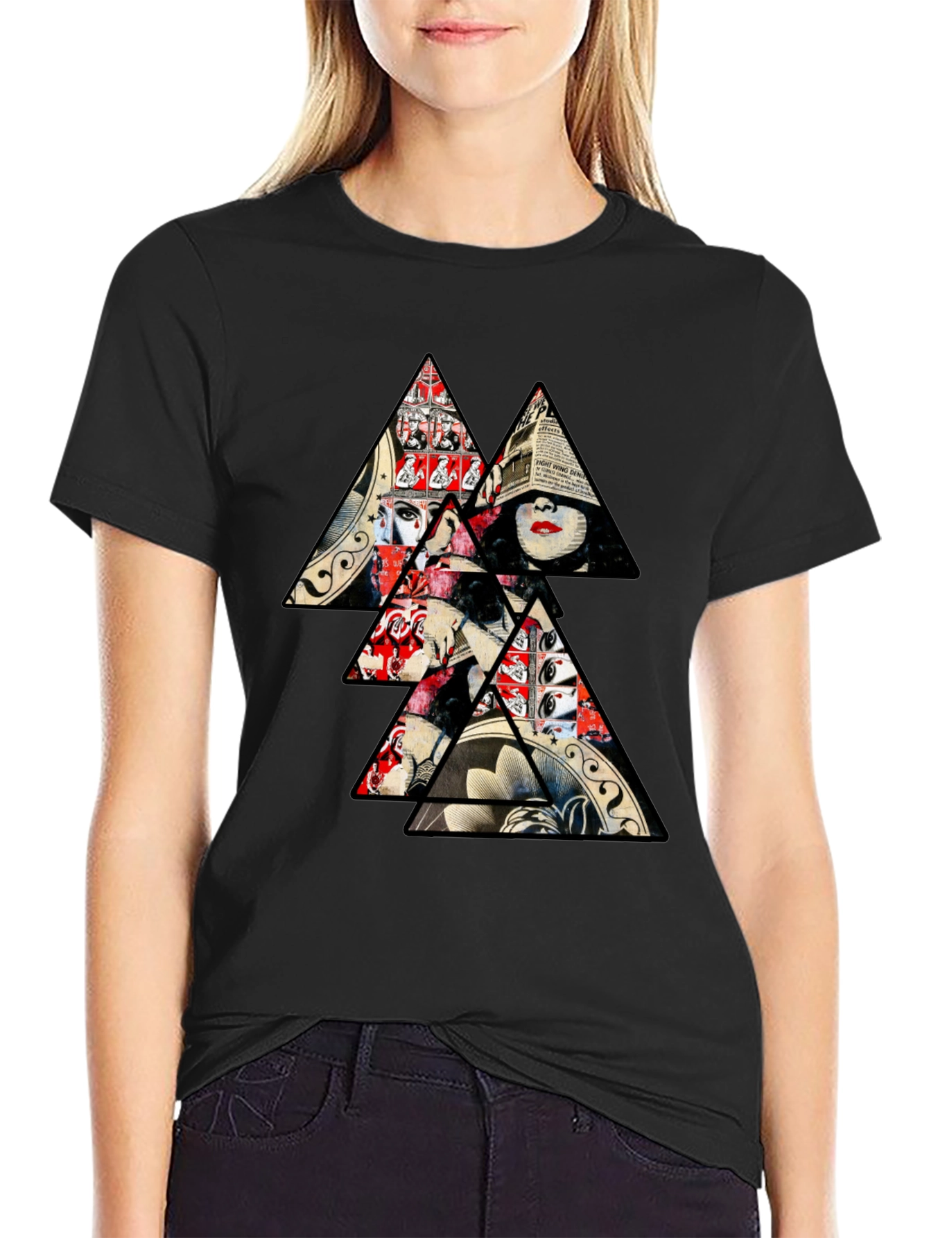 Abstract Triangle Graphic Print Mens T-Shirt