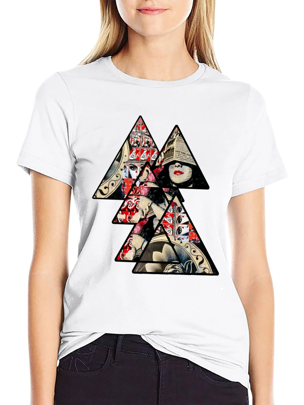 Abstract Triangle Graphic Print Mens T-Shirt