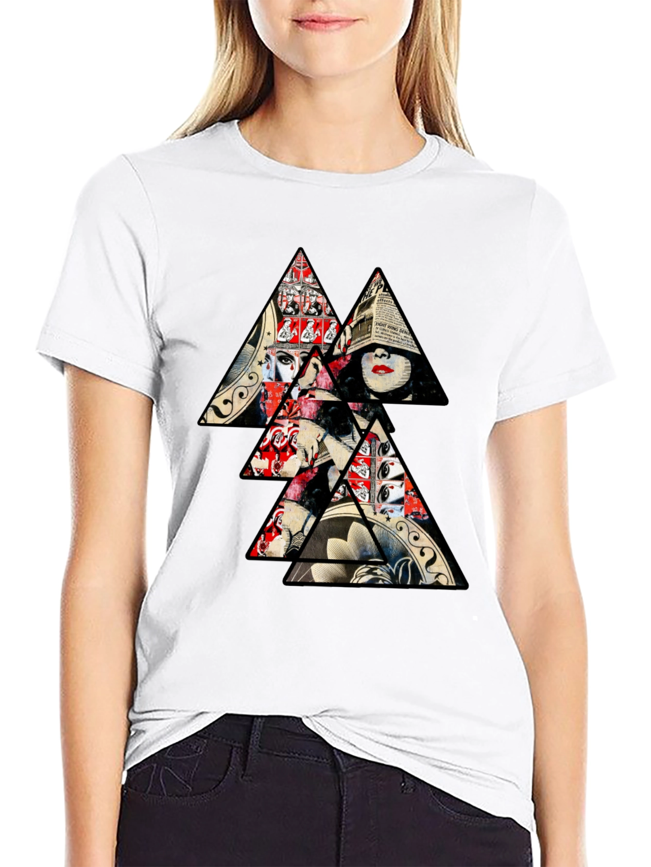 Abstract Triangle Graphic Print Mens T-Shirt