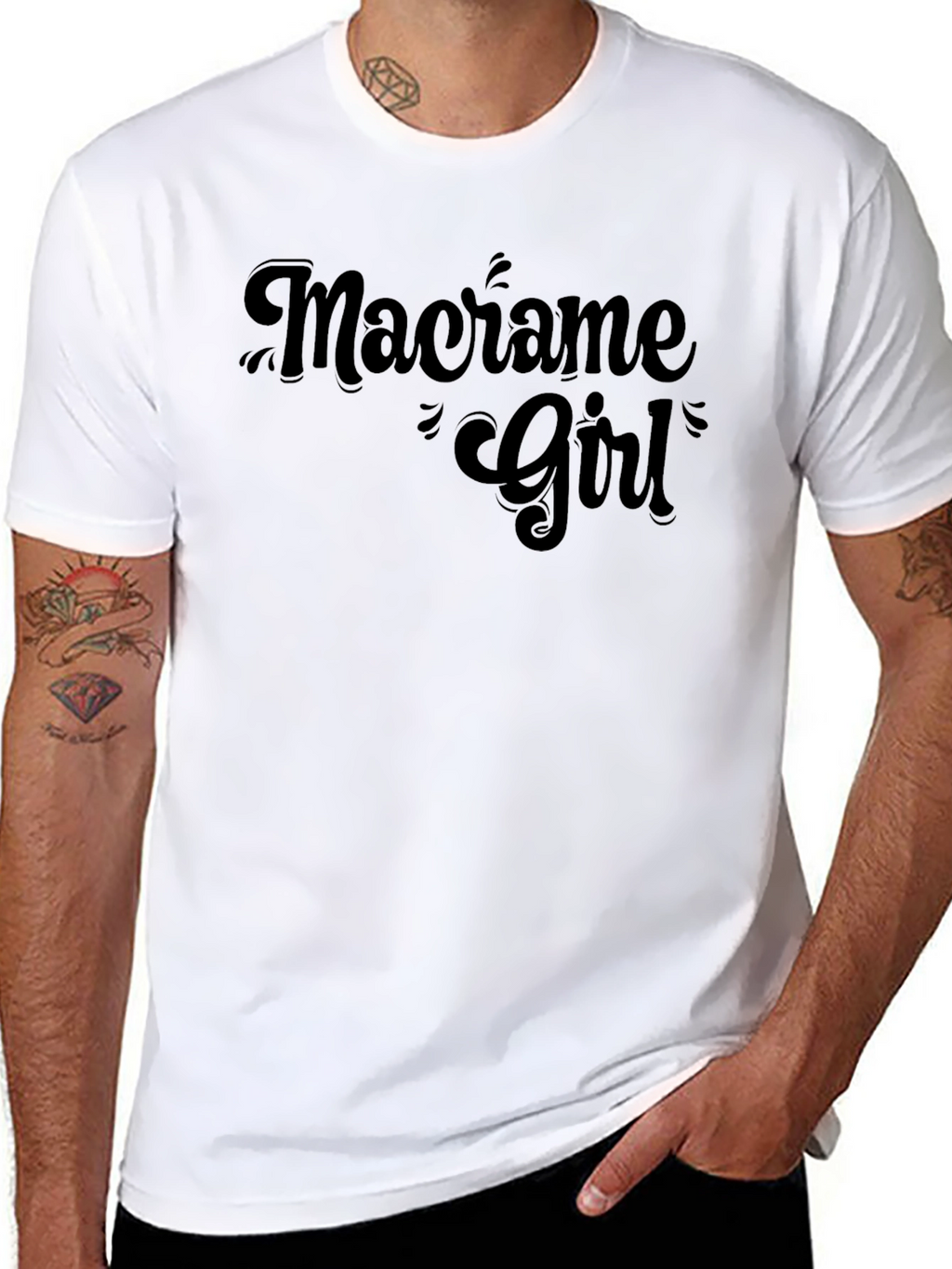 Macrame Girl T-Shirt - Black Graphic Tee