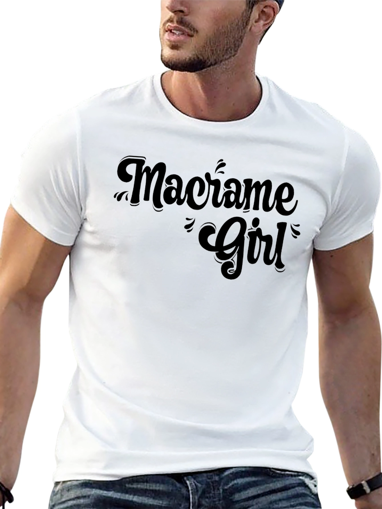 Macrame Girl T-Shirt - Black Graphic Tee