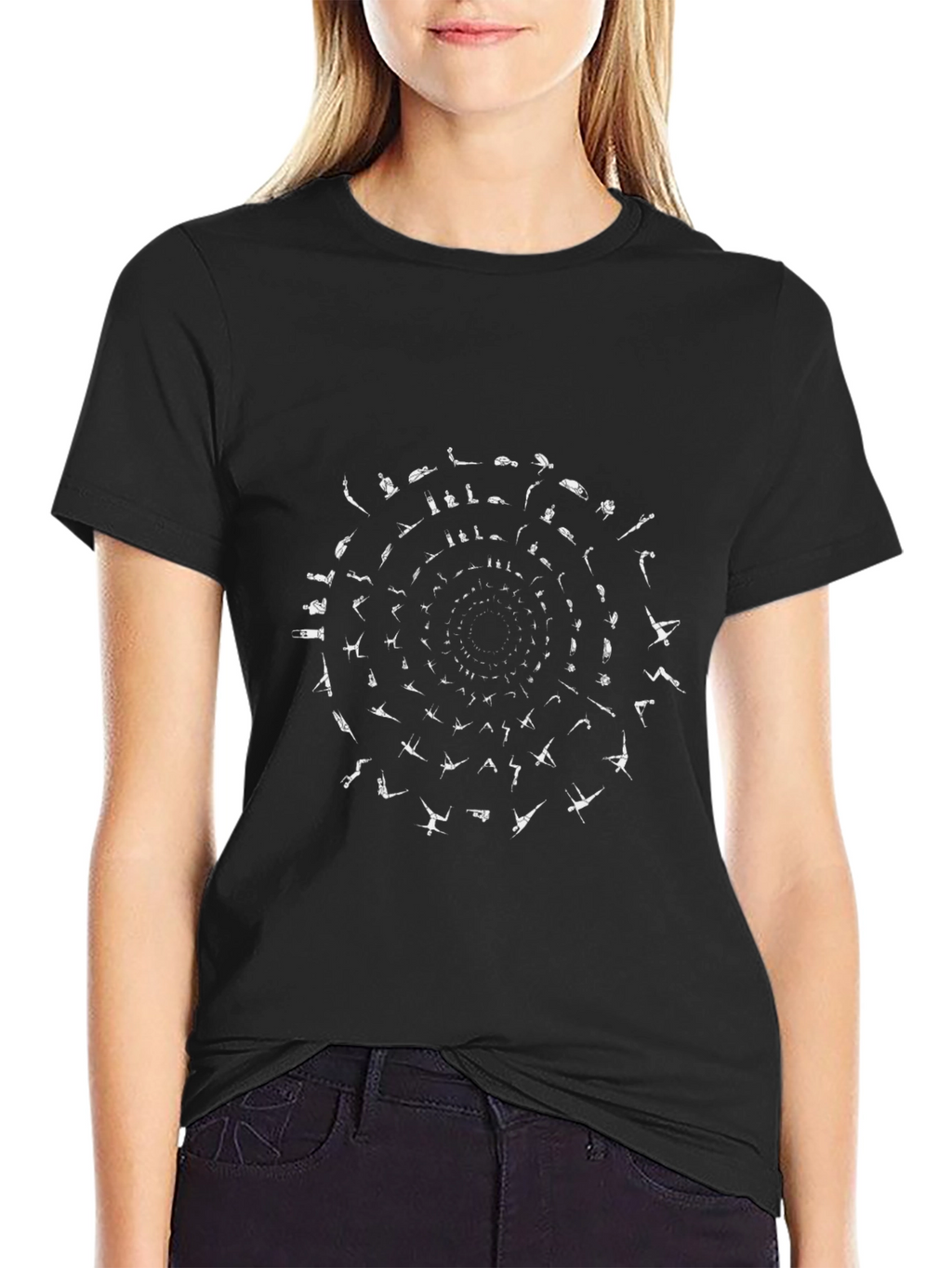 Yoga Pose Spiral Graphic Tee - Soft Cotton