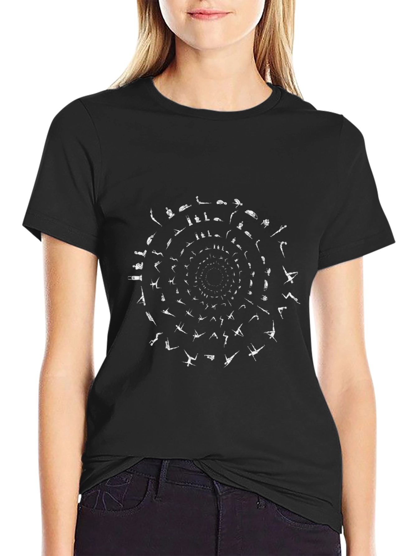 Yoga Pose Spiral Graphic Tee - Soft Cotton