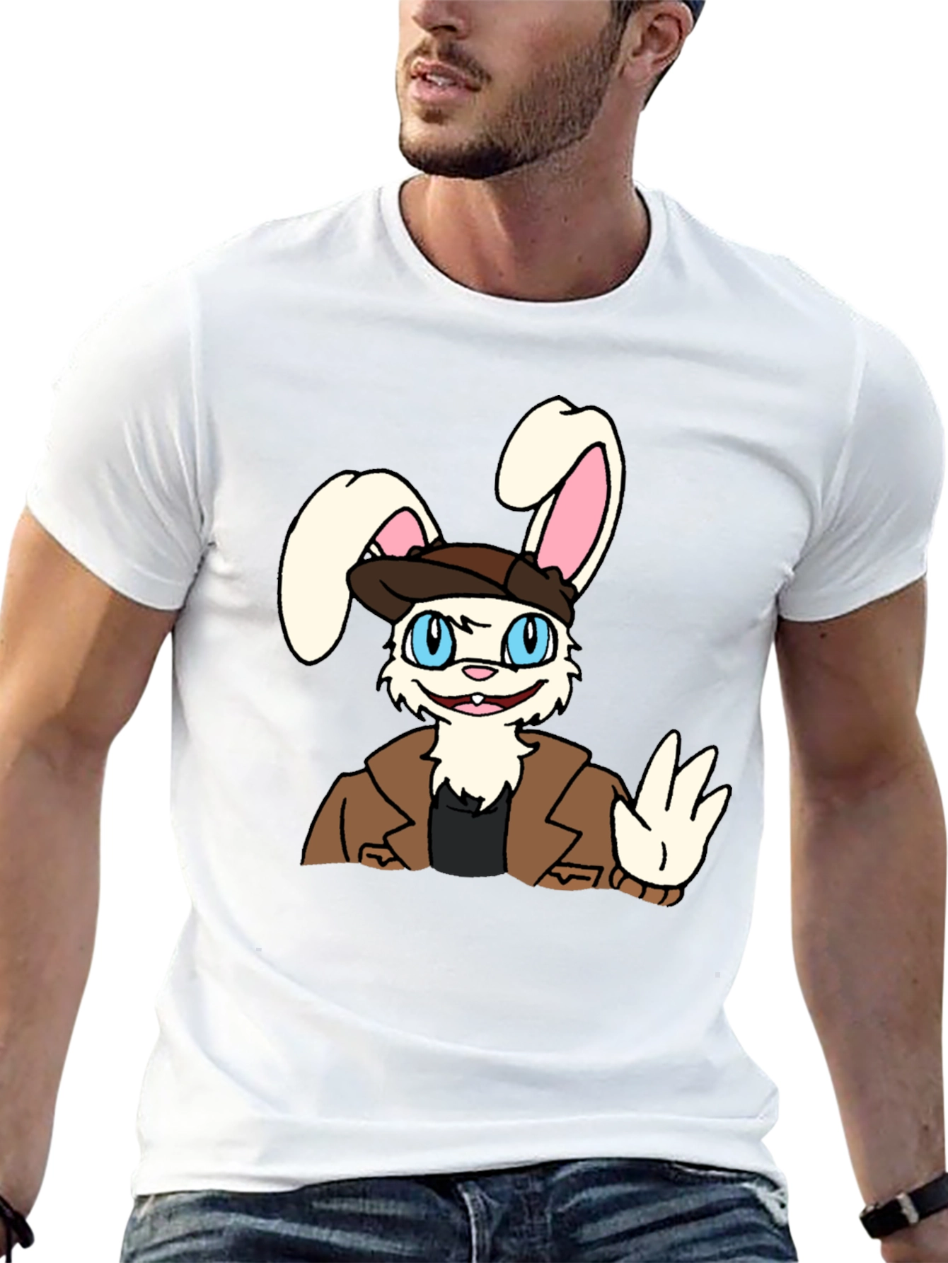 Cartoon Bunny T-Shirt - Black