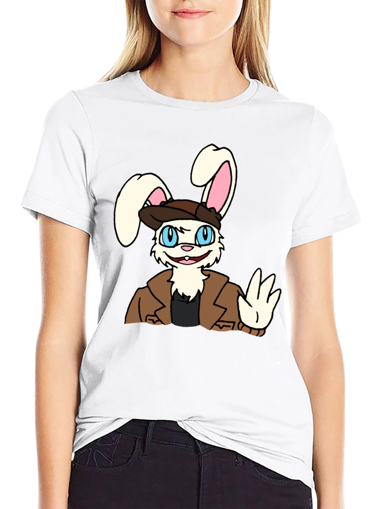 Cartoon Bunny T-Shirt - Black