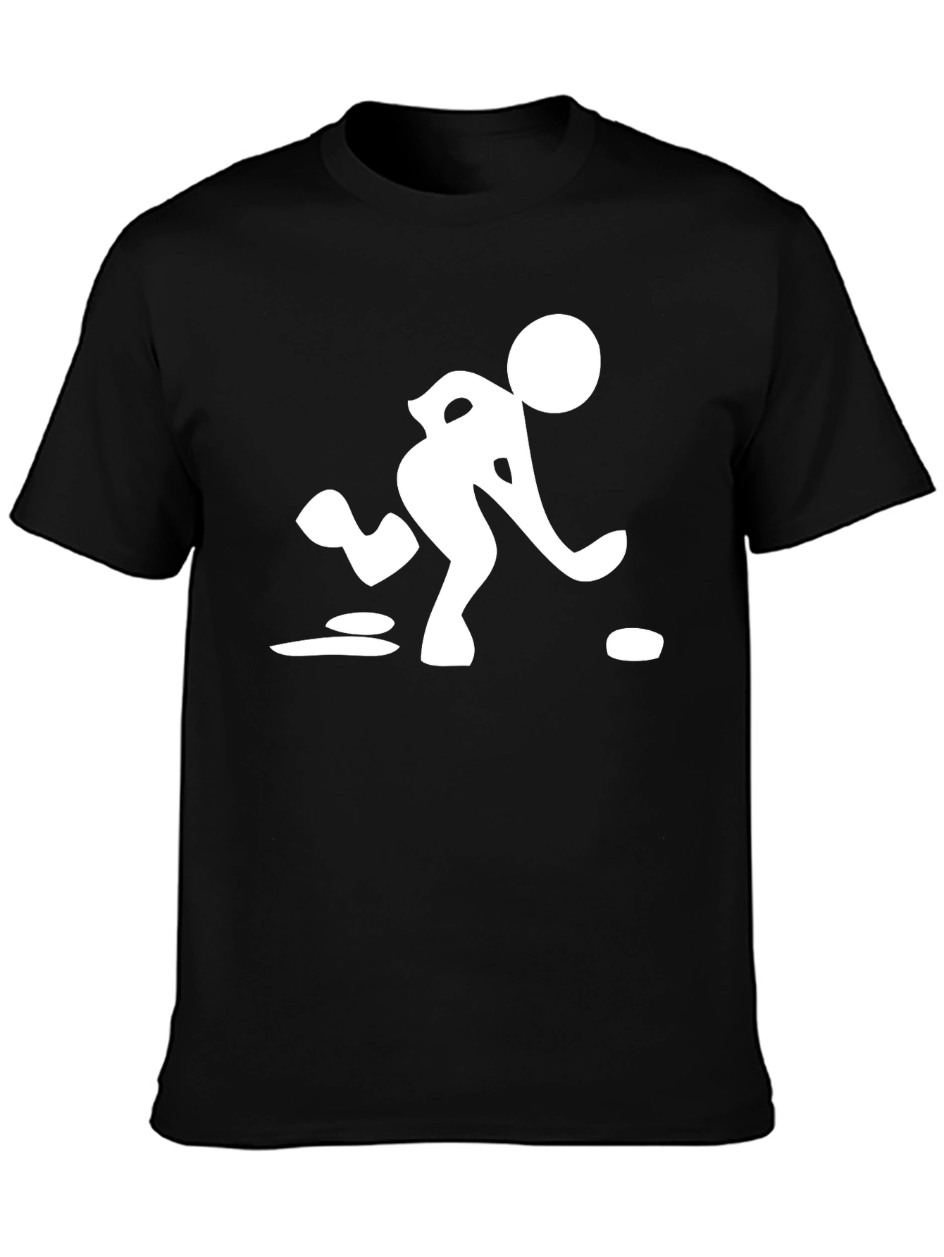 Mens Black T-Shirt with Curling Sport Graphic