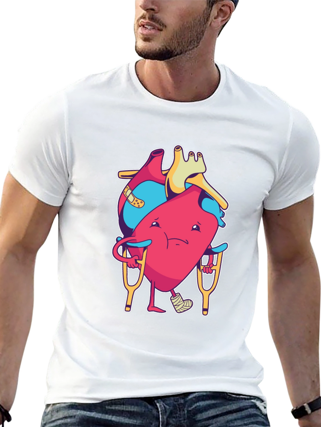 Funny Injured Heart Cartoon T-Shirt