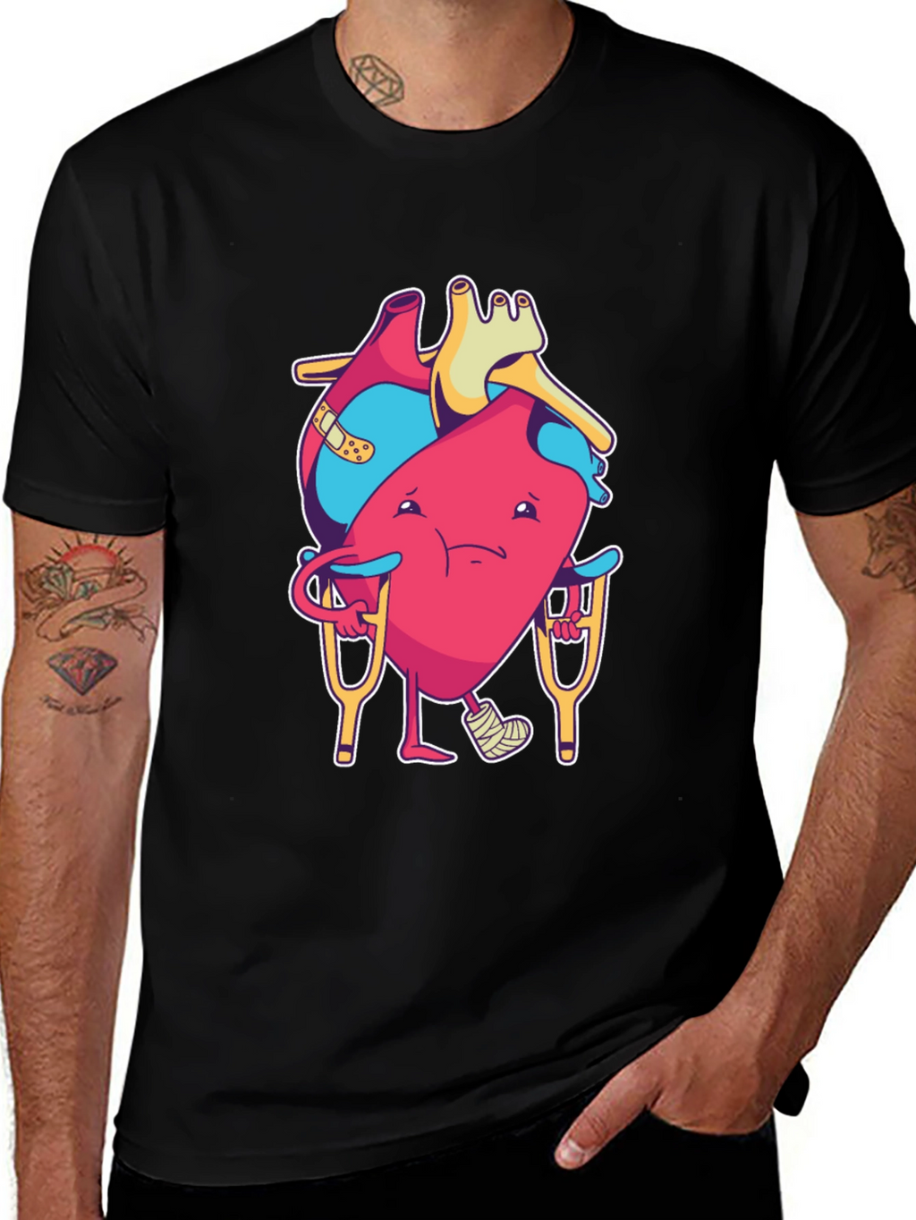 Funny Injured Heart Cartoon T-Shirt