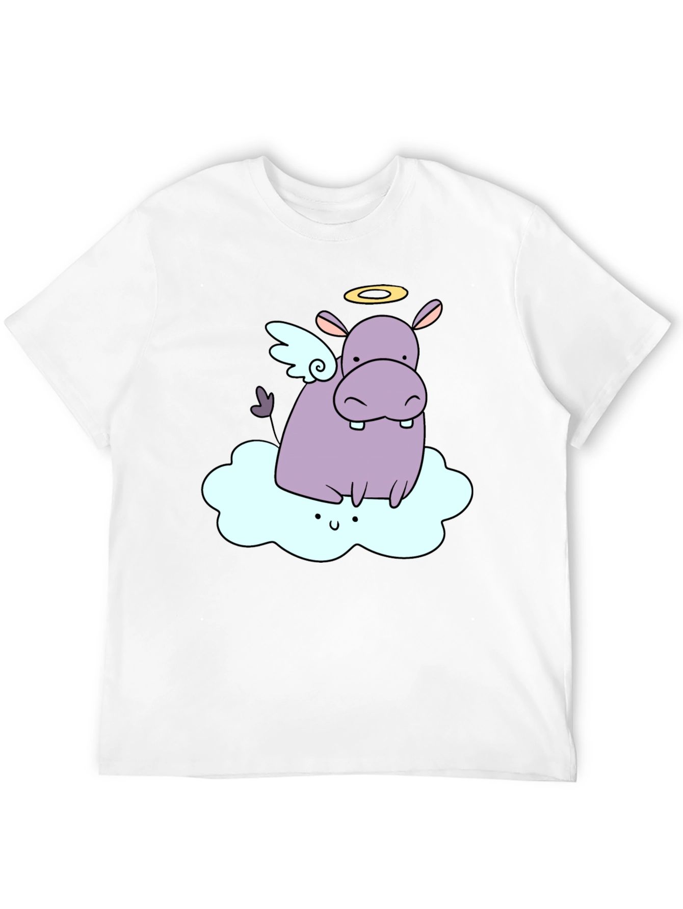Angel Hippo Graphic T-Shirt - Cute and Comfy