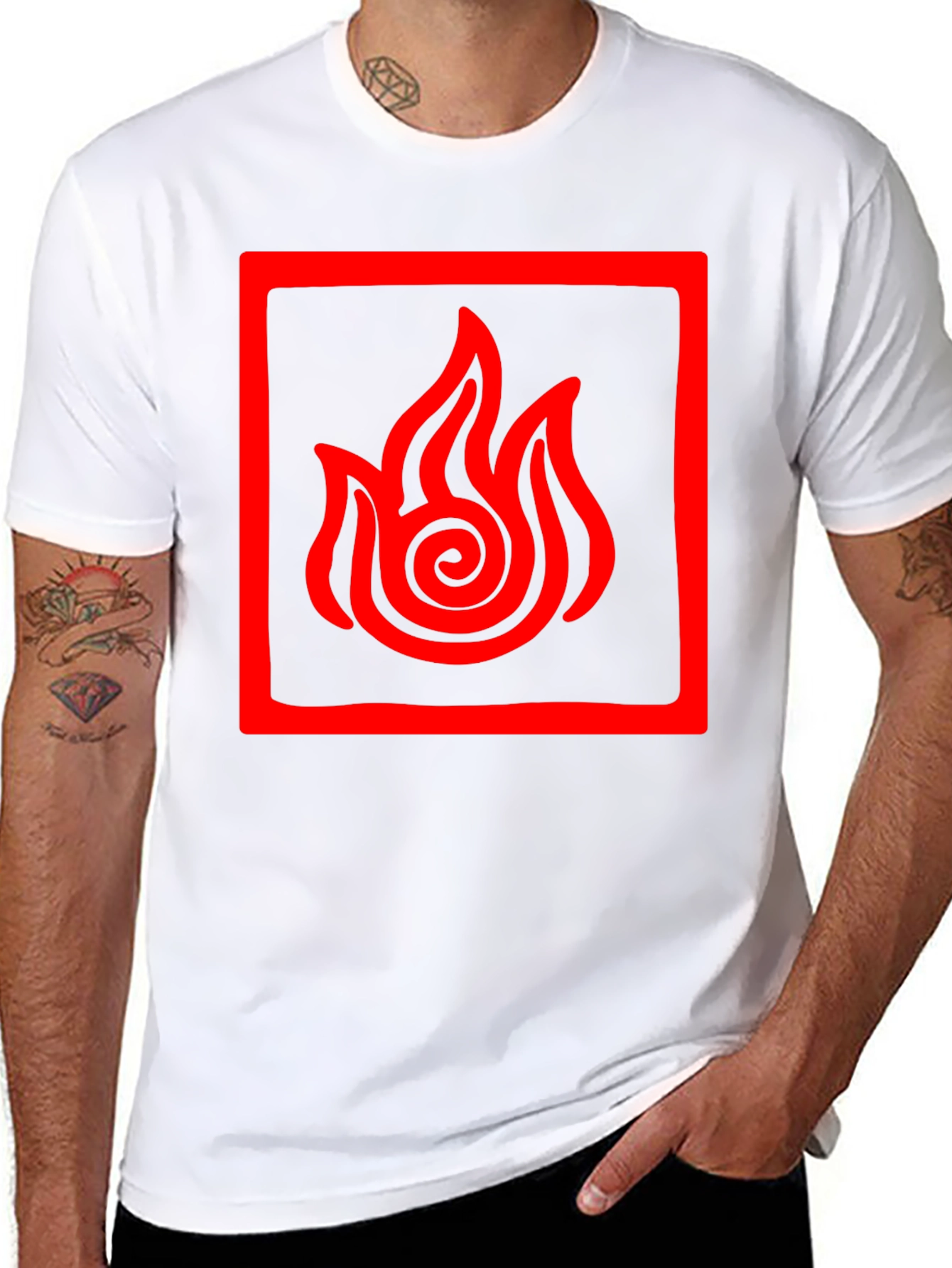 Fire Nation Symbol Tee - Black Cotton Graphic Shirt