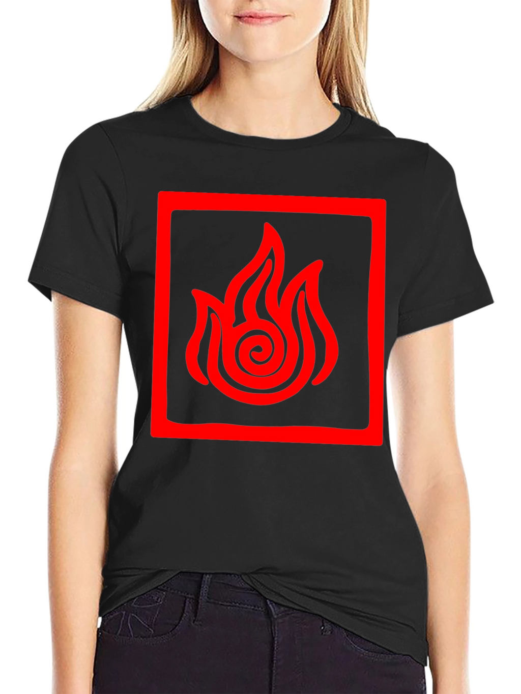 Fire Nation Symbol Tee - Black Cotton Graphic Shirt