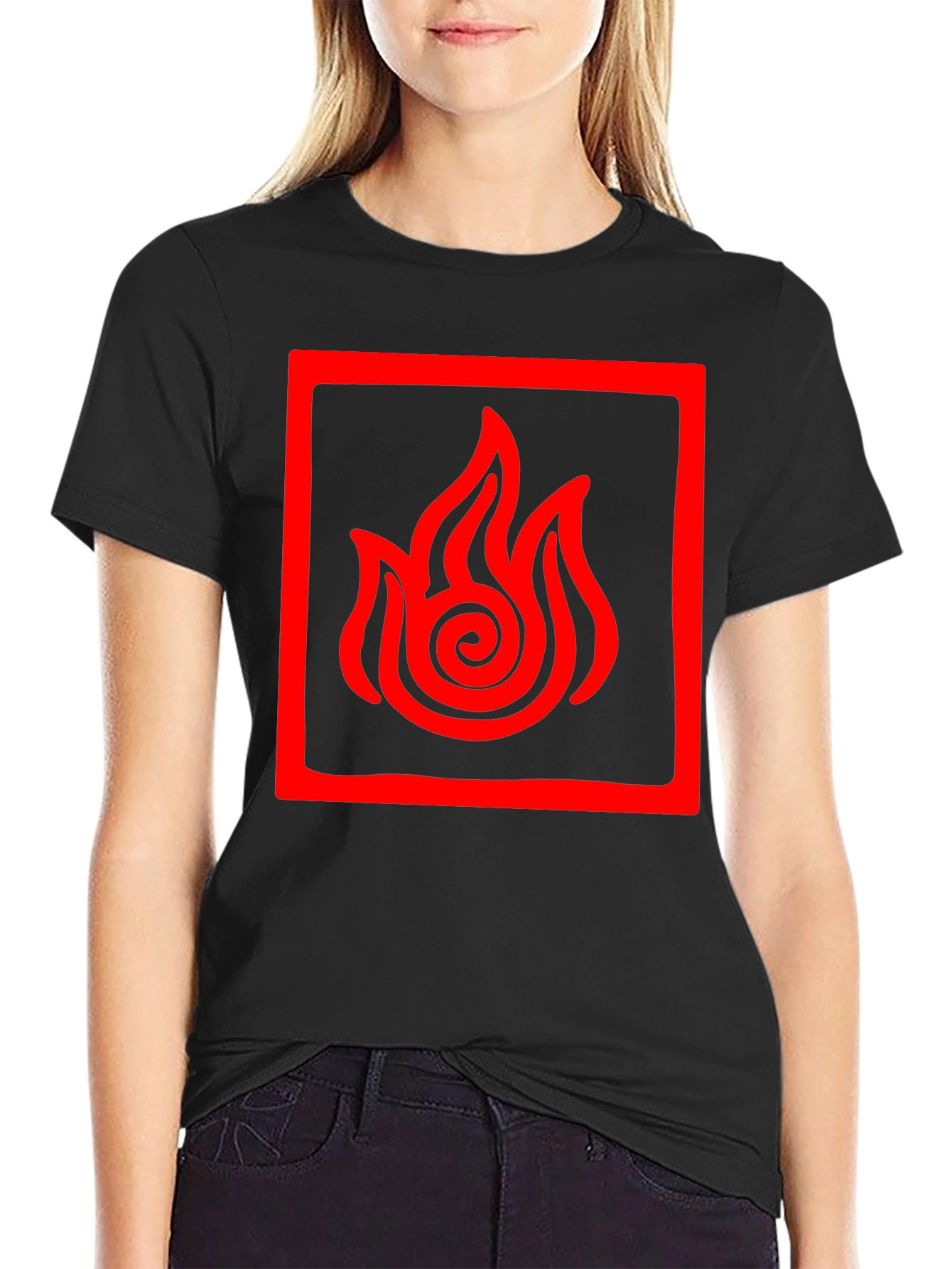 Fire Nation Symbol Tee - Black Cotton Graphic Shirt