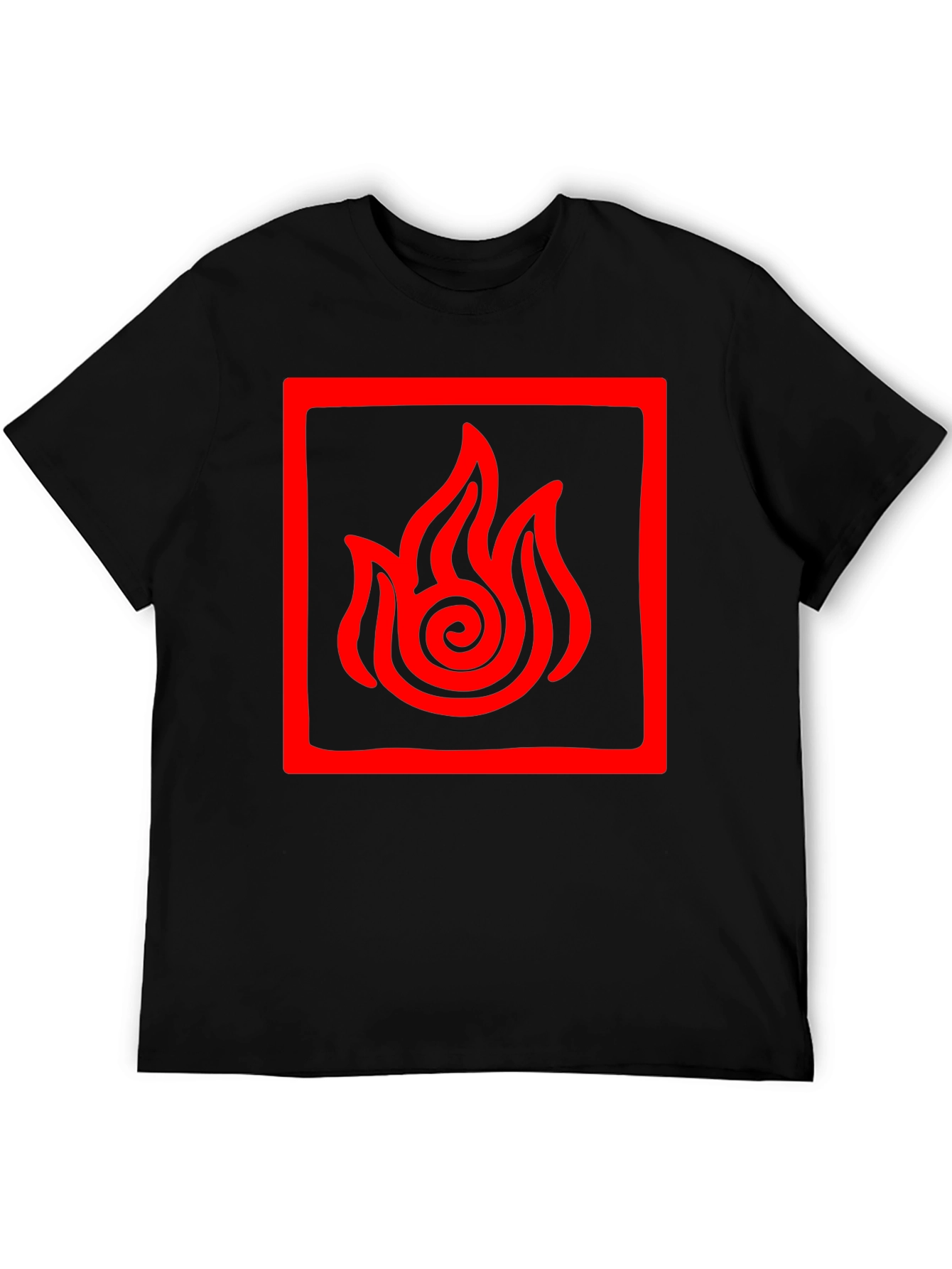 Fire Nation Symbol Tee - Black Cotton Graphic Shirt