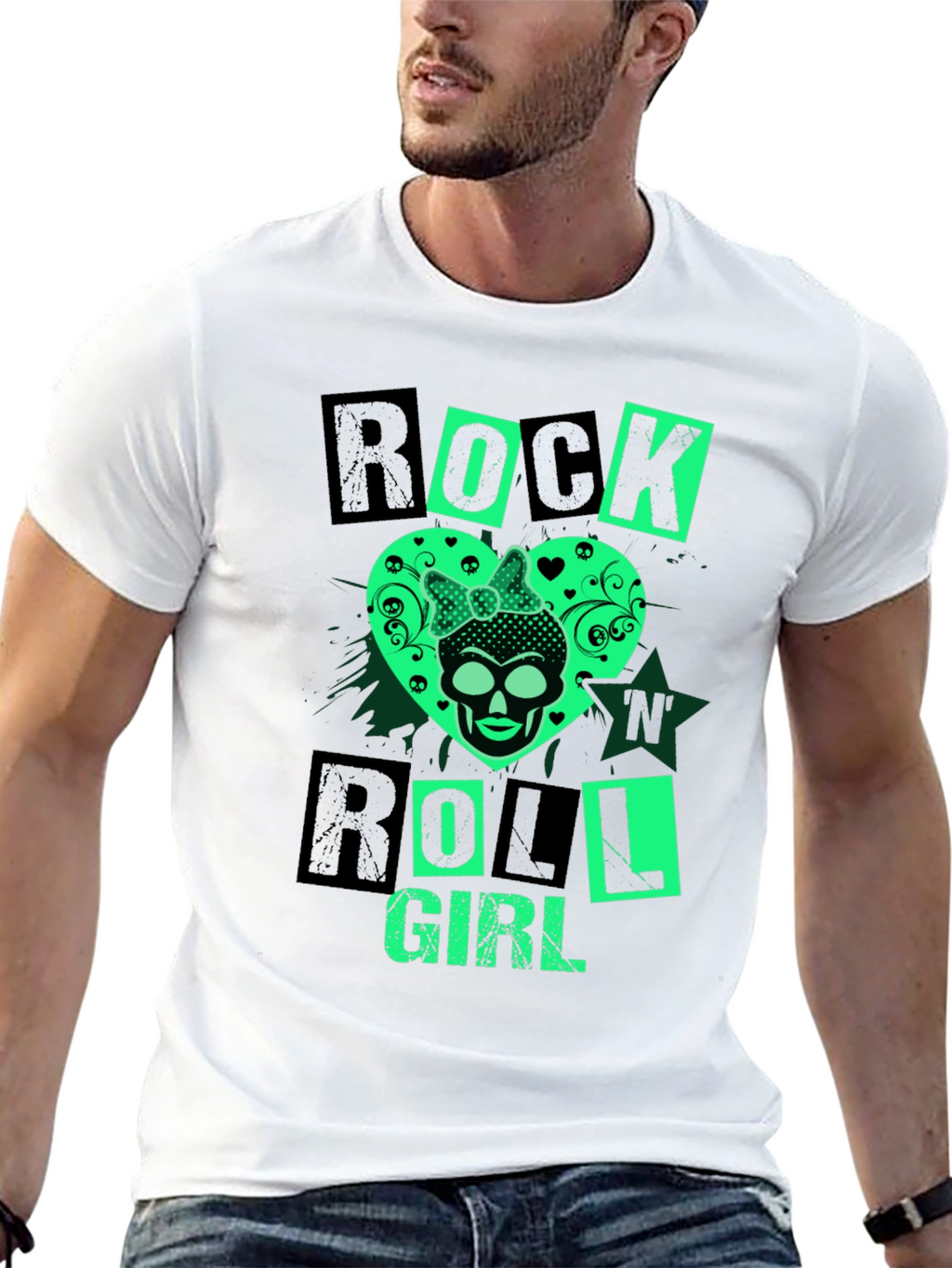 Rock N Roll Girl Skull Graphic Tee