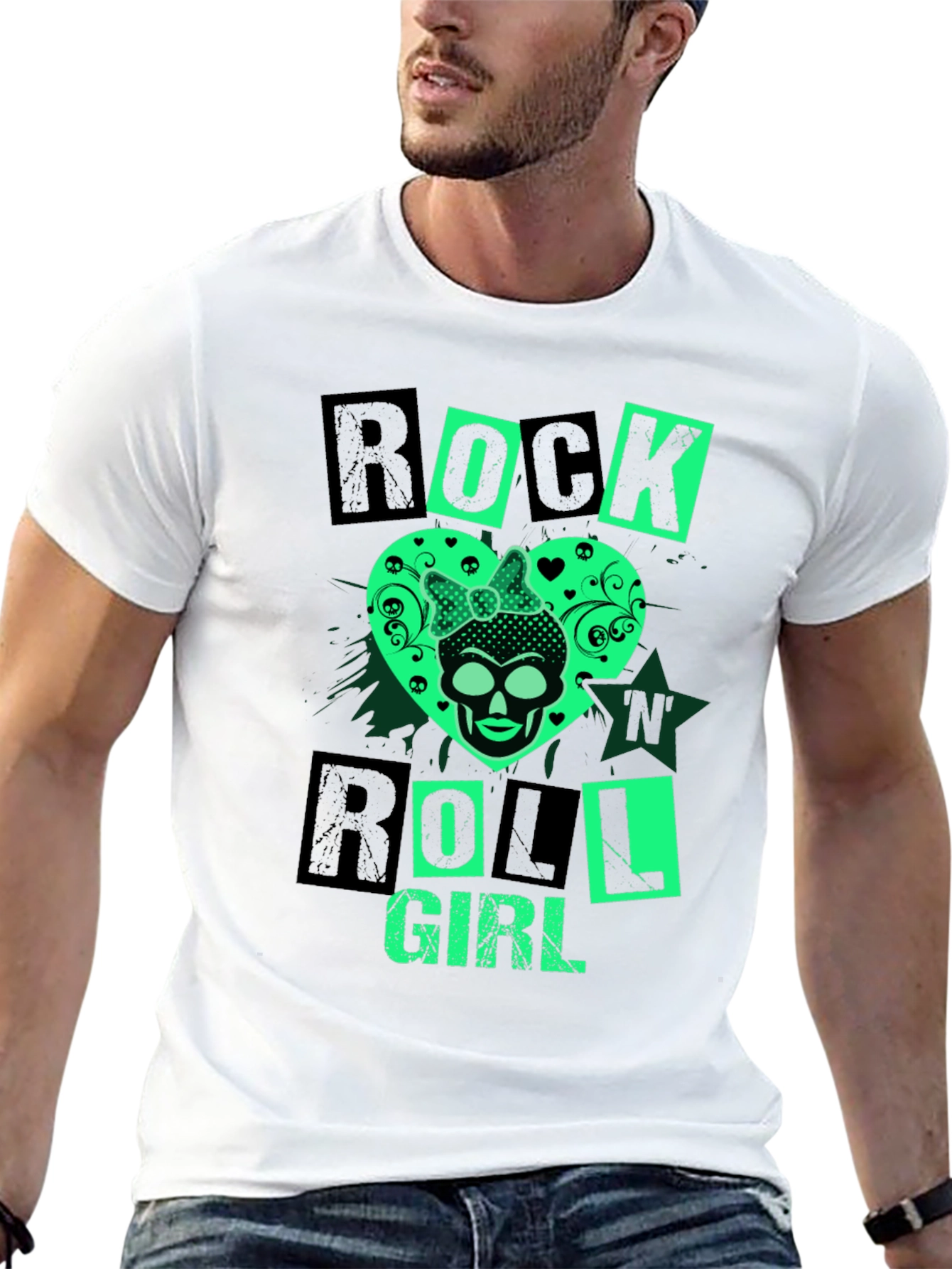 Rock N Roll Girl Skull Graphic Tee