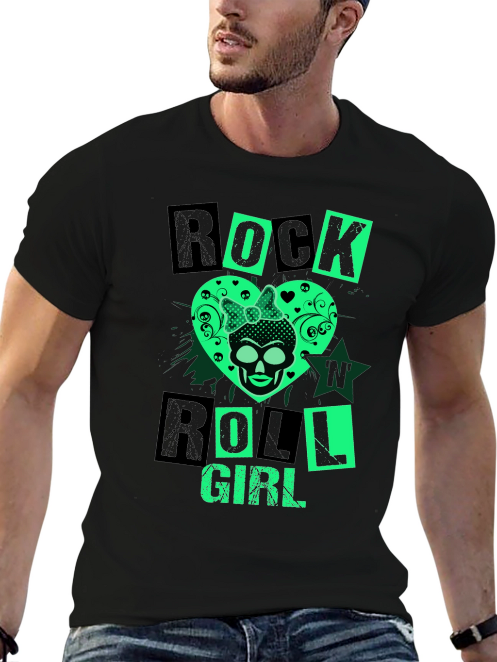 Rock N Roll Girl Skull Graphic Tee