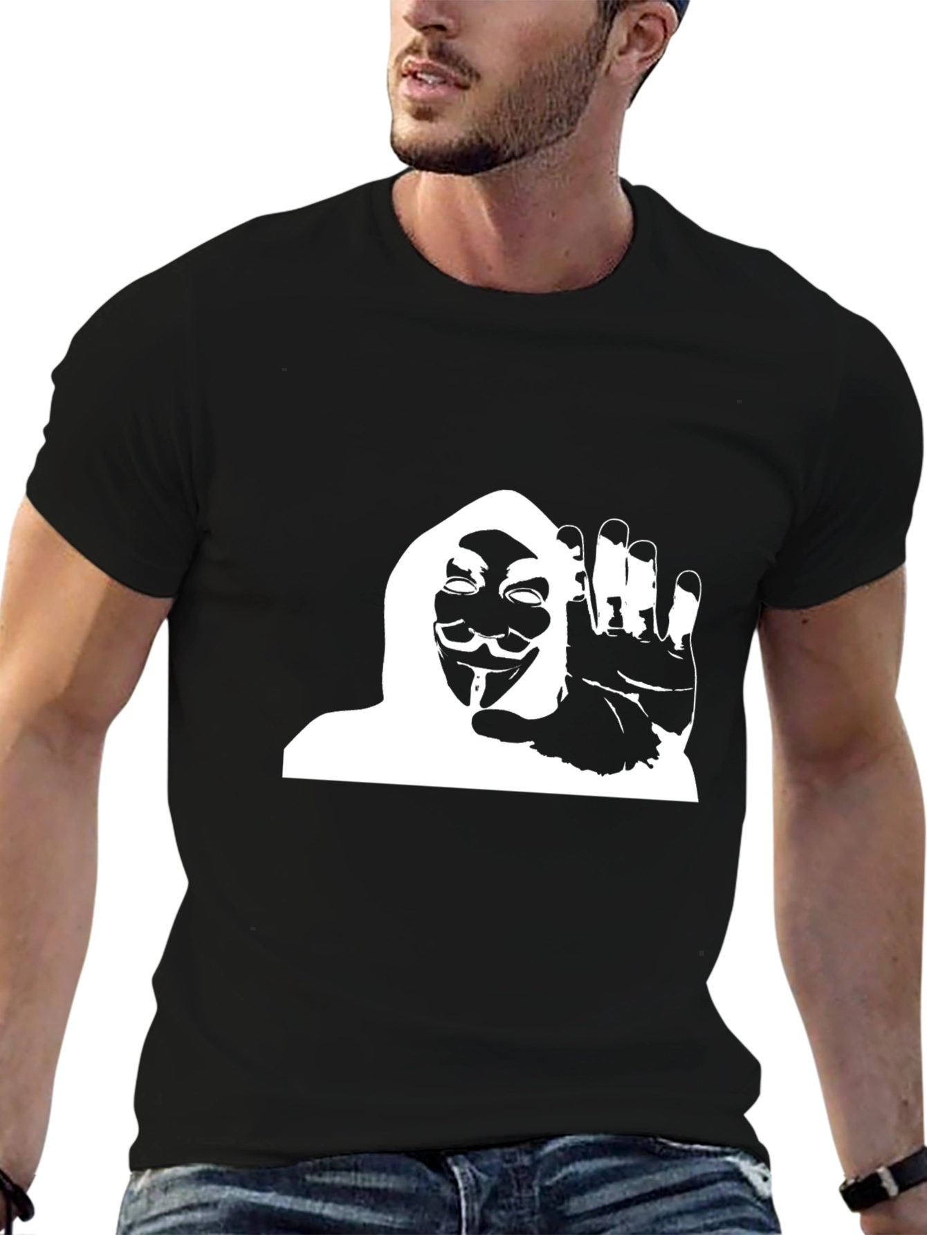 Anonymous Mask Graphic Black T-Shirt