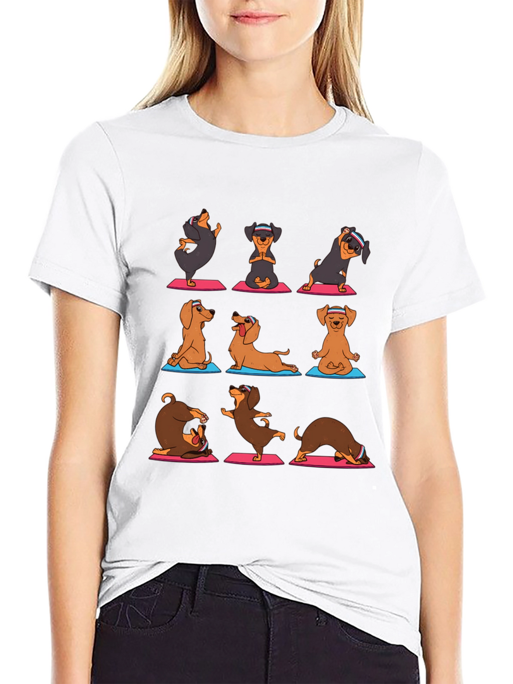 Yoga Dachshund Graphic Tee - Mens Black T-Shirt