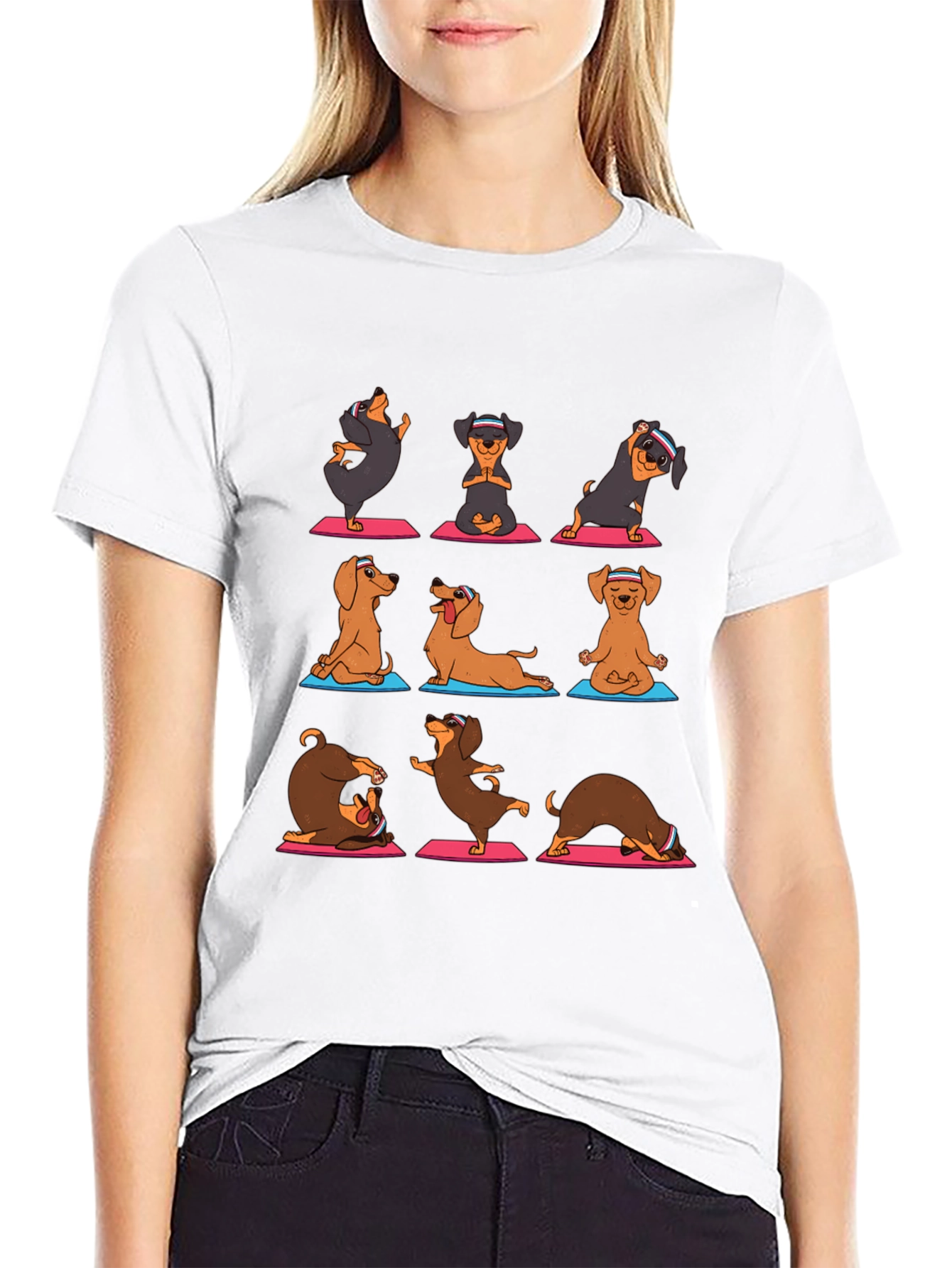 Yoga Dachshund Graphic Tee - Mens Black T-Shirt
