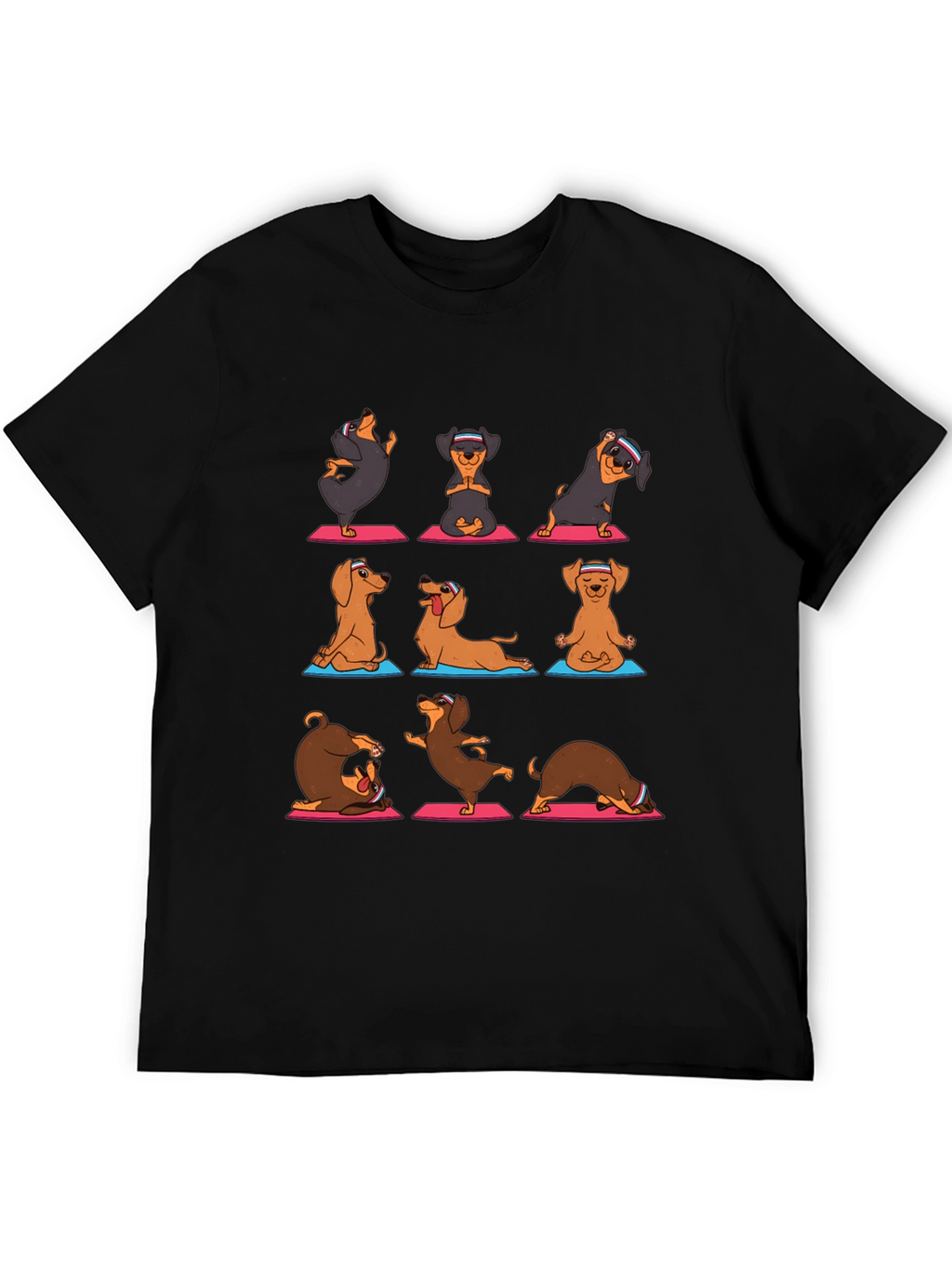 Yoga Dachshund Graphic Tee - Mens Black T-Shirt