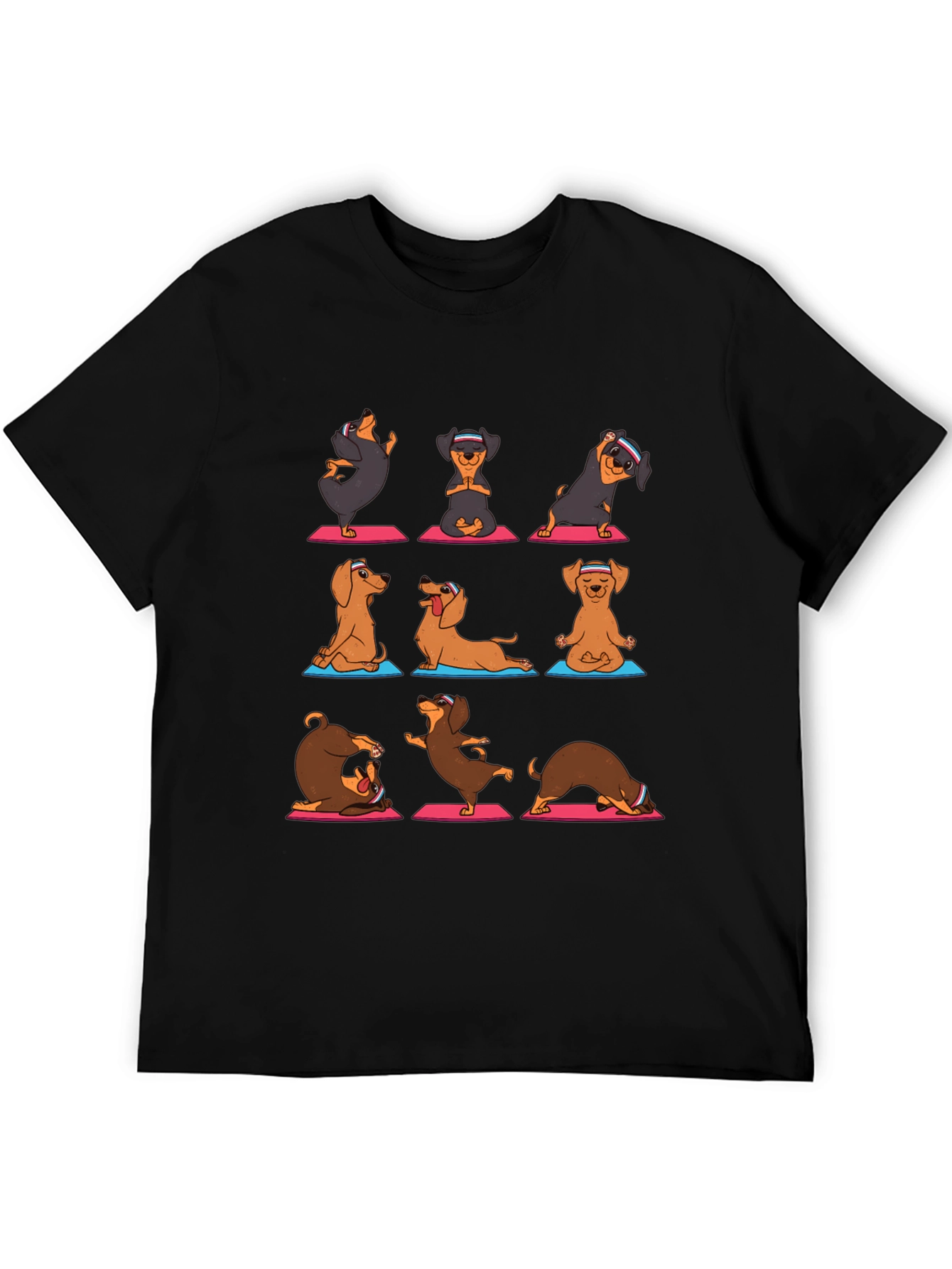 Yoga Dachshund Graphic Tee - Mens Black T-Shirt