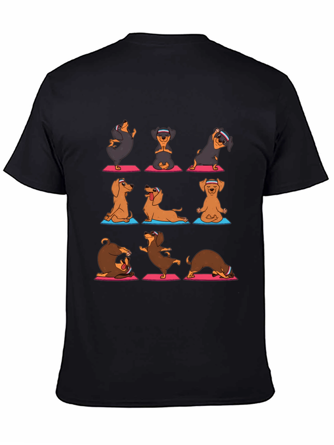 Yoga Dachshund Graphic Tee - Mens Black T-Shirt