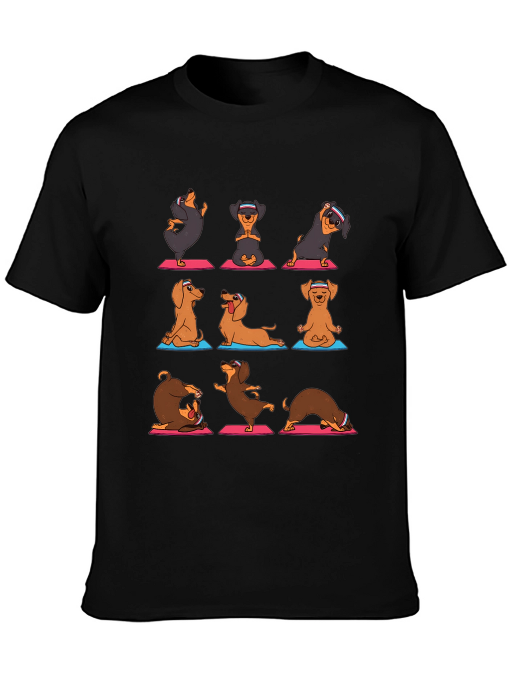 Yoga Dachshund Graphic Tee - Mens Black T-Shirt