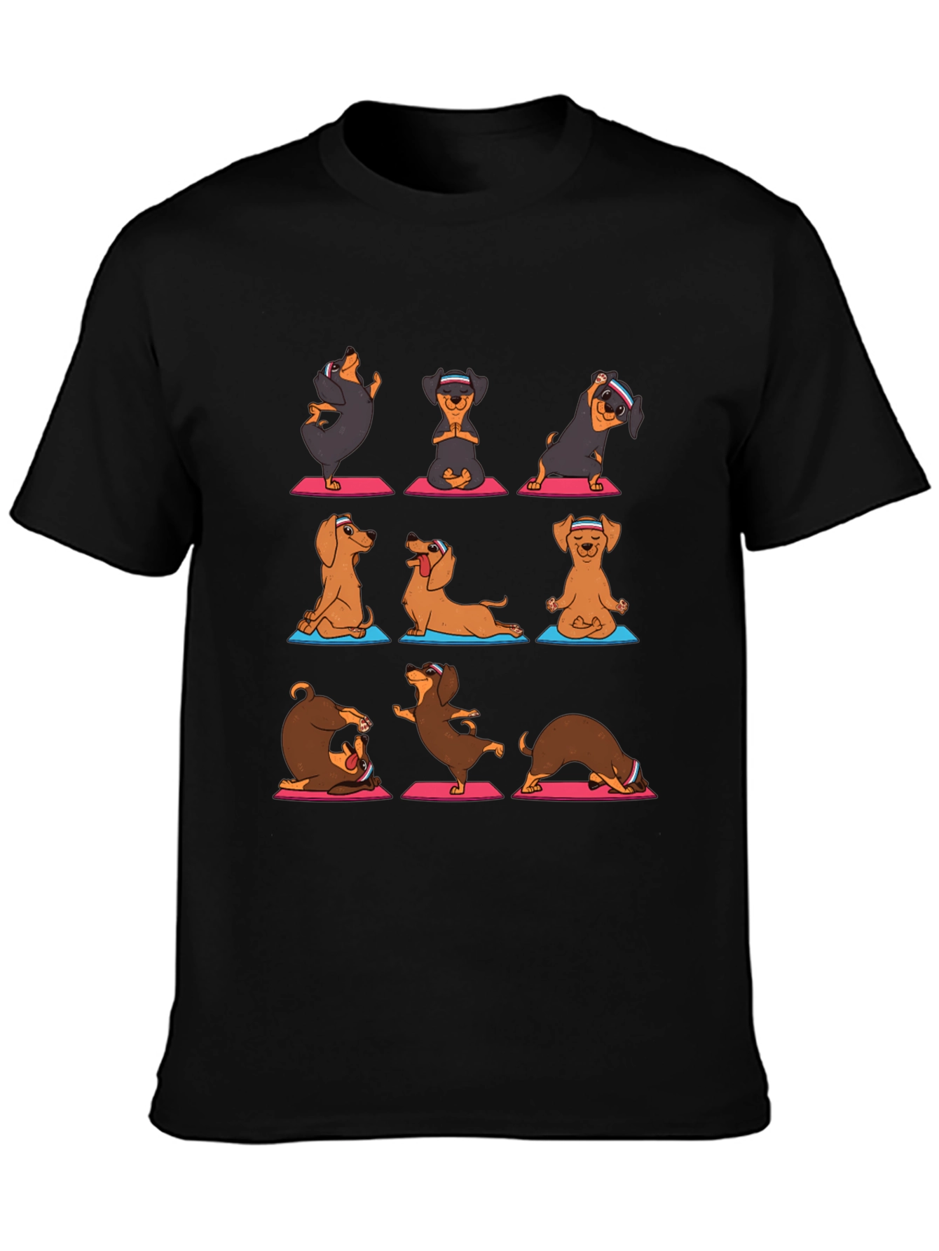 Yoga Dachshund Graphic Tee - Mens Black T-Shirt