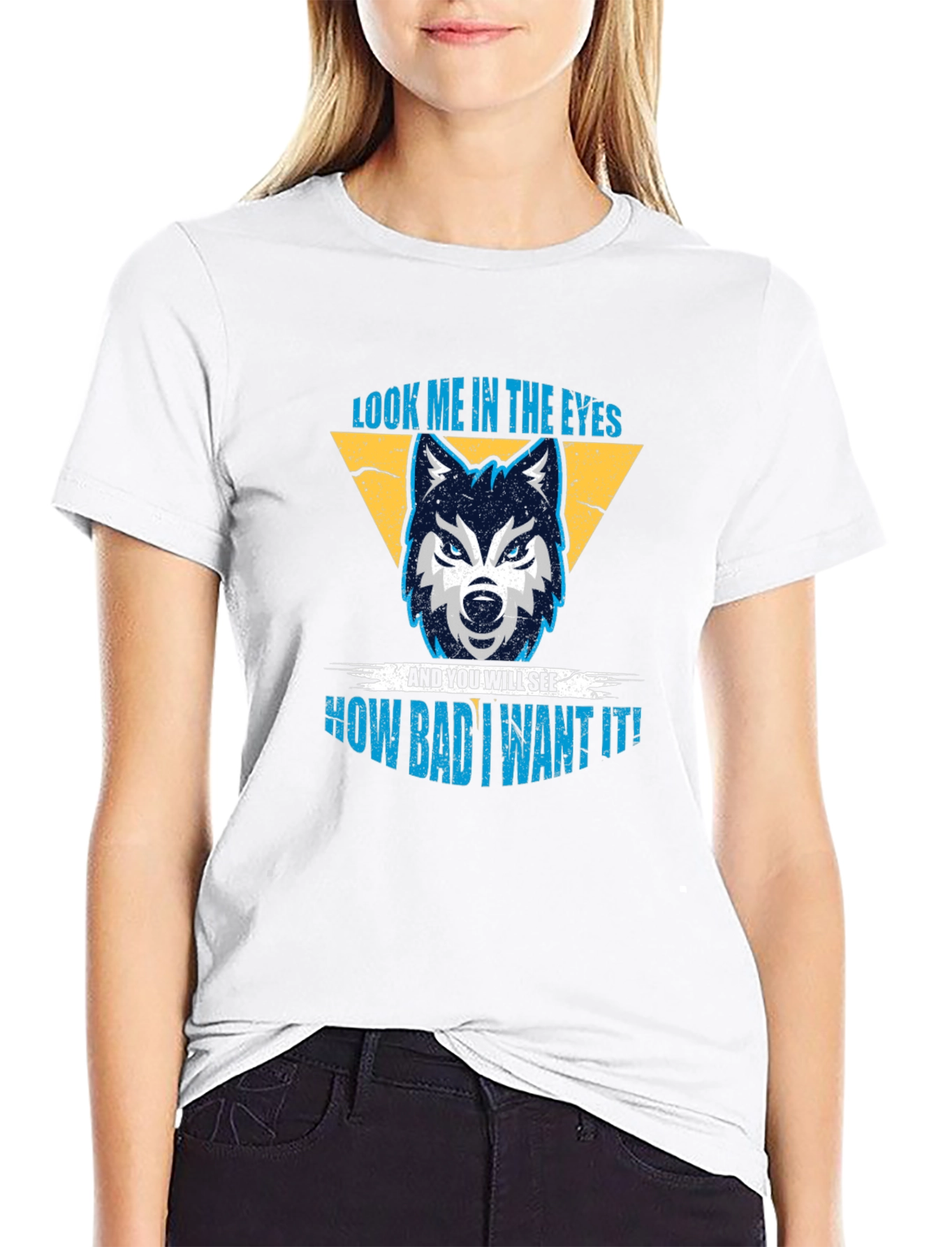 Wolf Eyes Graphic Print Black T-Shirt