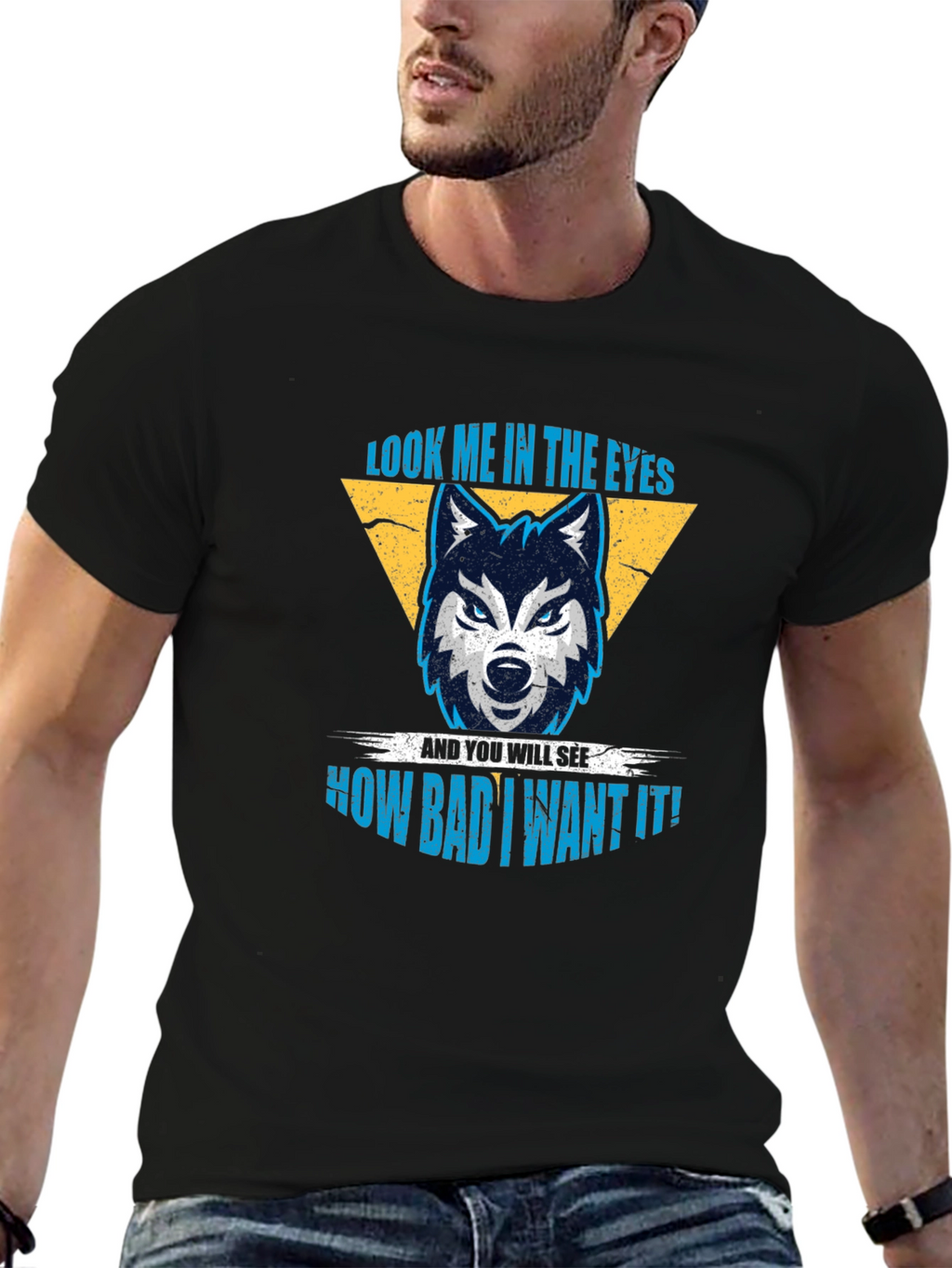 Wolf Eyes Graphic Print Black T-Shirt