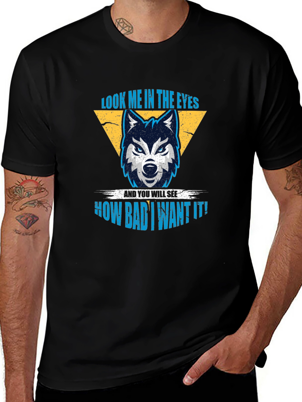 Wolf Eyes Graphic Print Black T-Shirt