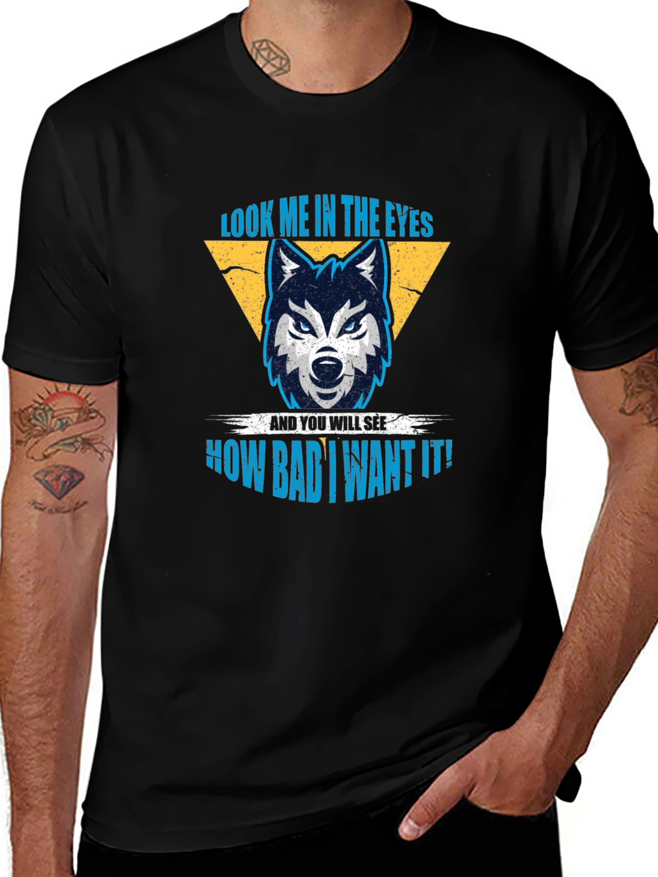Wolf Eyes Graphic Print Black T-Shirt