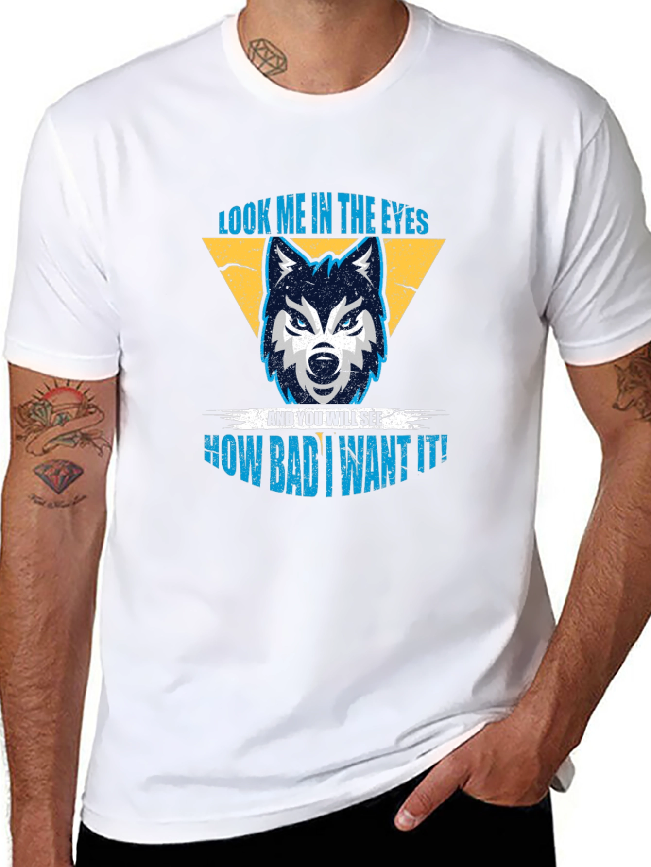 Wolf Eyes Graphic Print Black T-Shirt