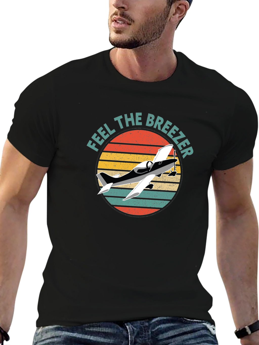 Feel the Breezer Airplane Graphic Tee - Black