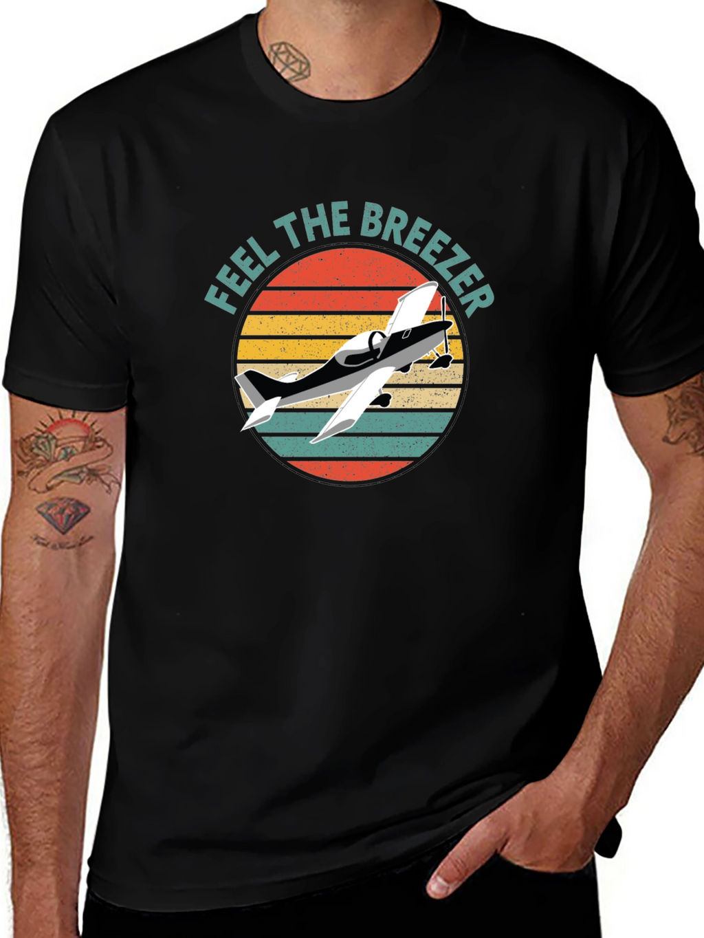 Feel the Breezer Airplane Graphic Tee - Black