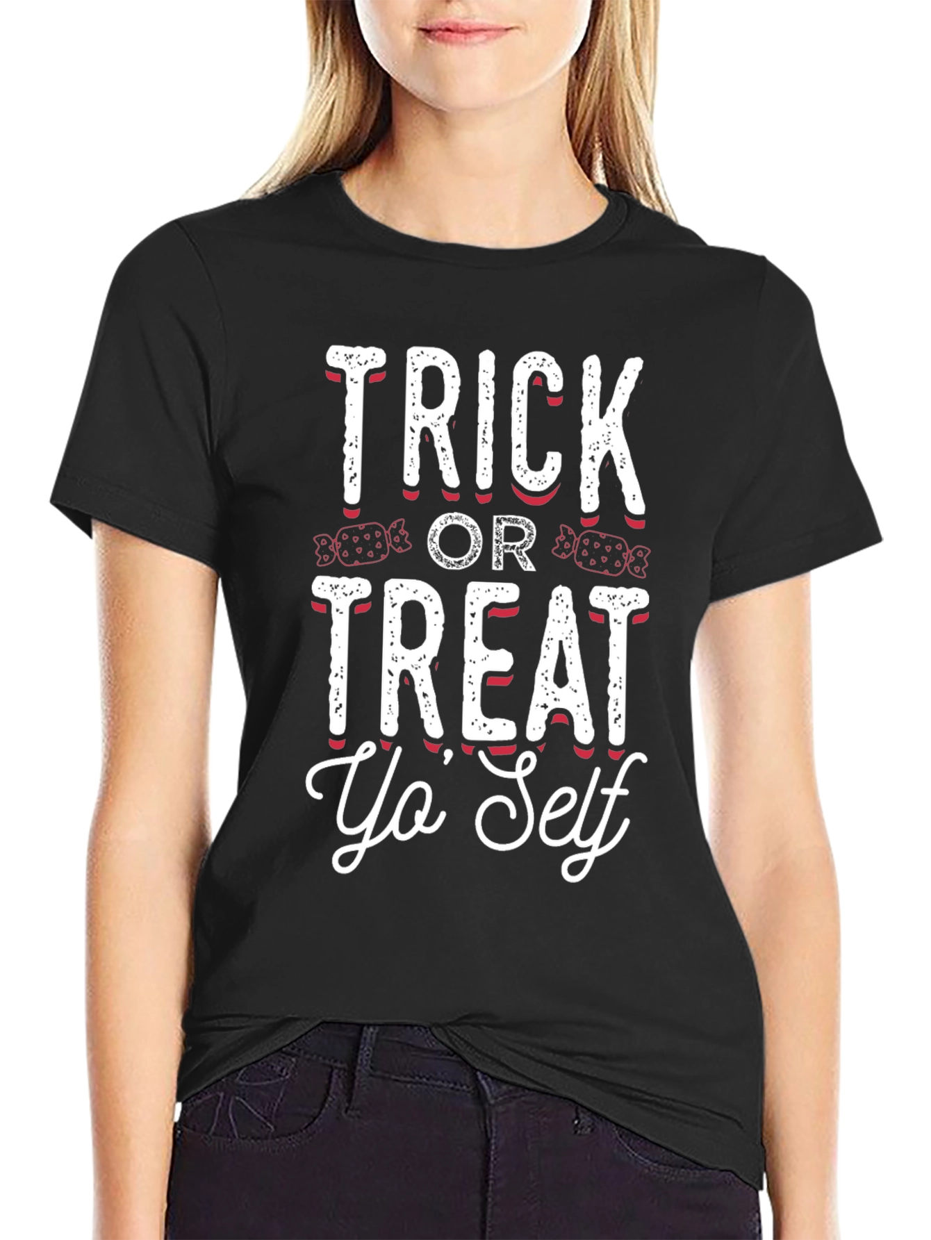 Trick or Treat Yo Self Black Graphic Tee