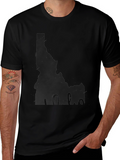Idaho State Map Black T-Shirt