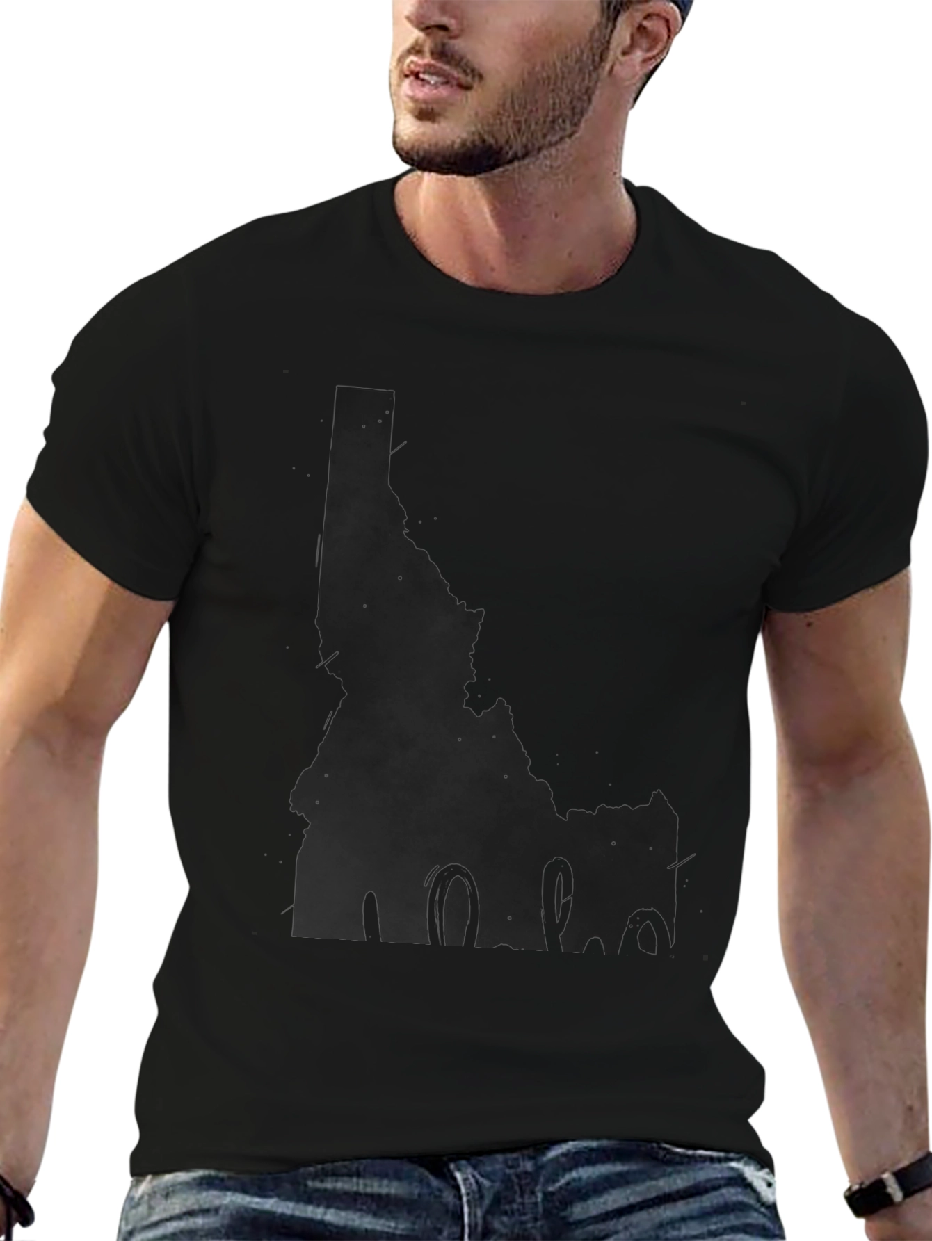 Idaho State Map Black T-Shirt