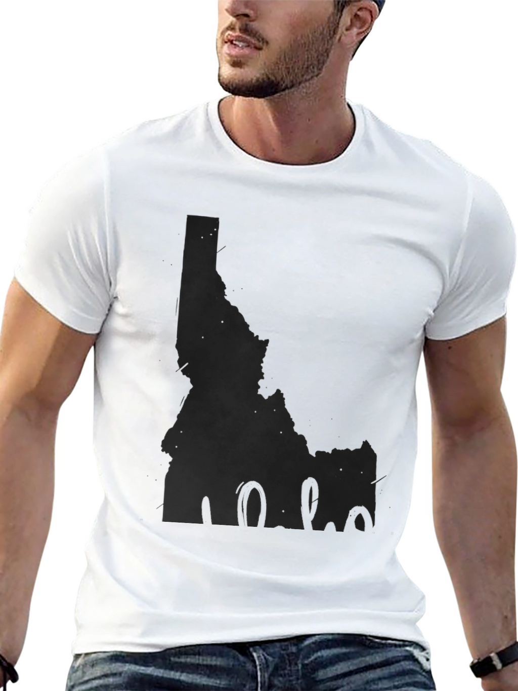 Idaho State Map Black T-Shirt