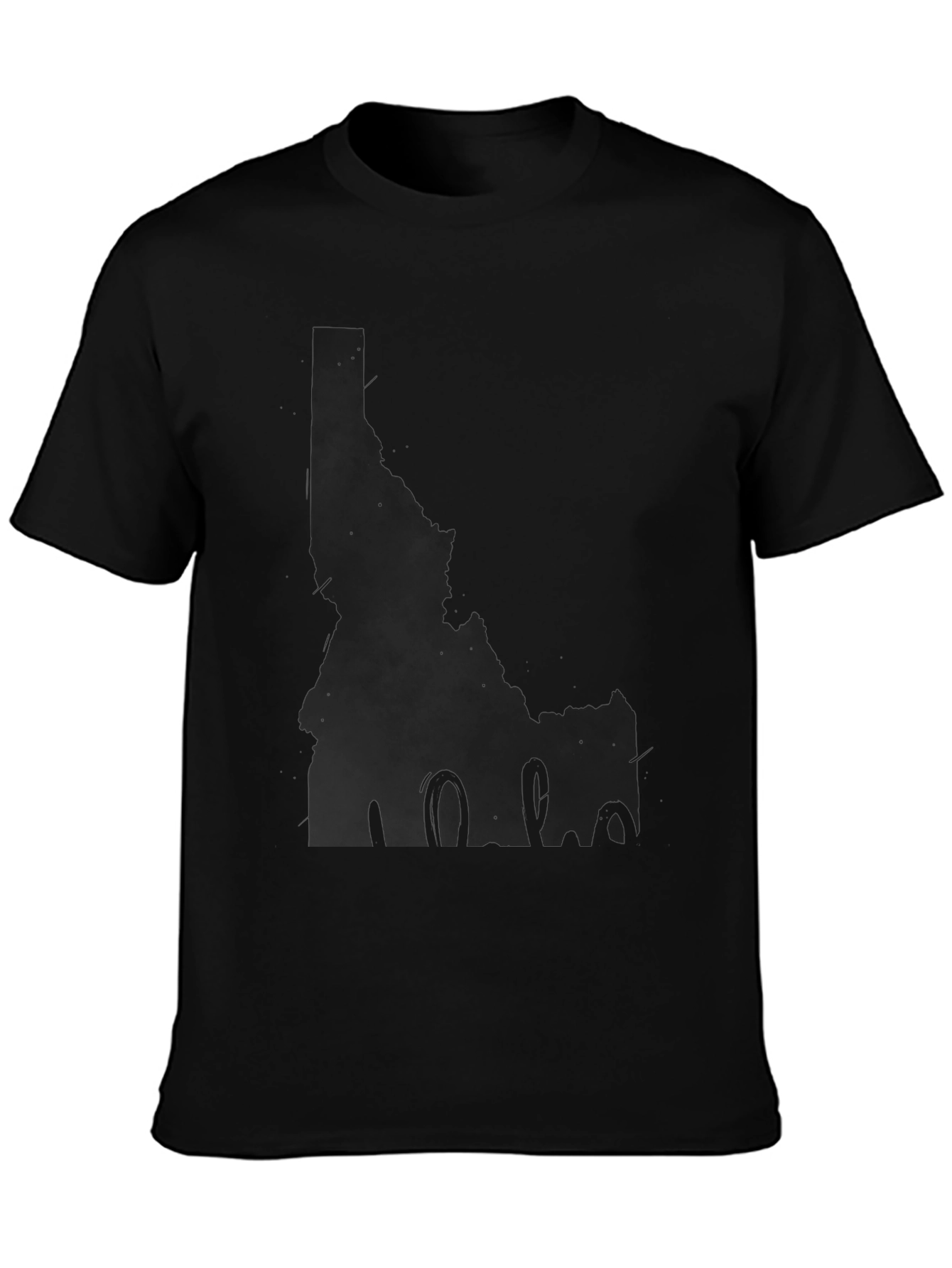 Idaho State Map Black T-Shirt