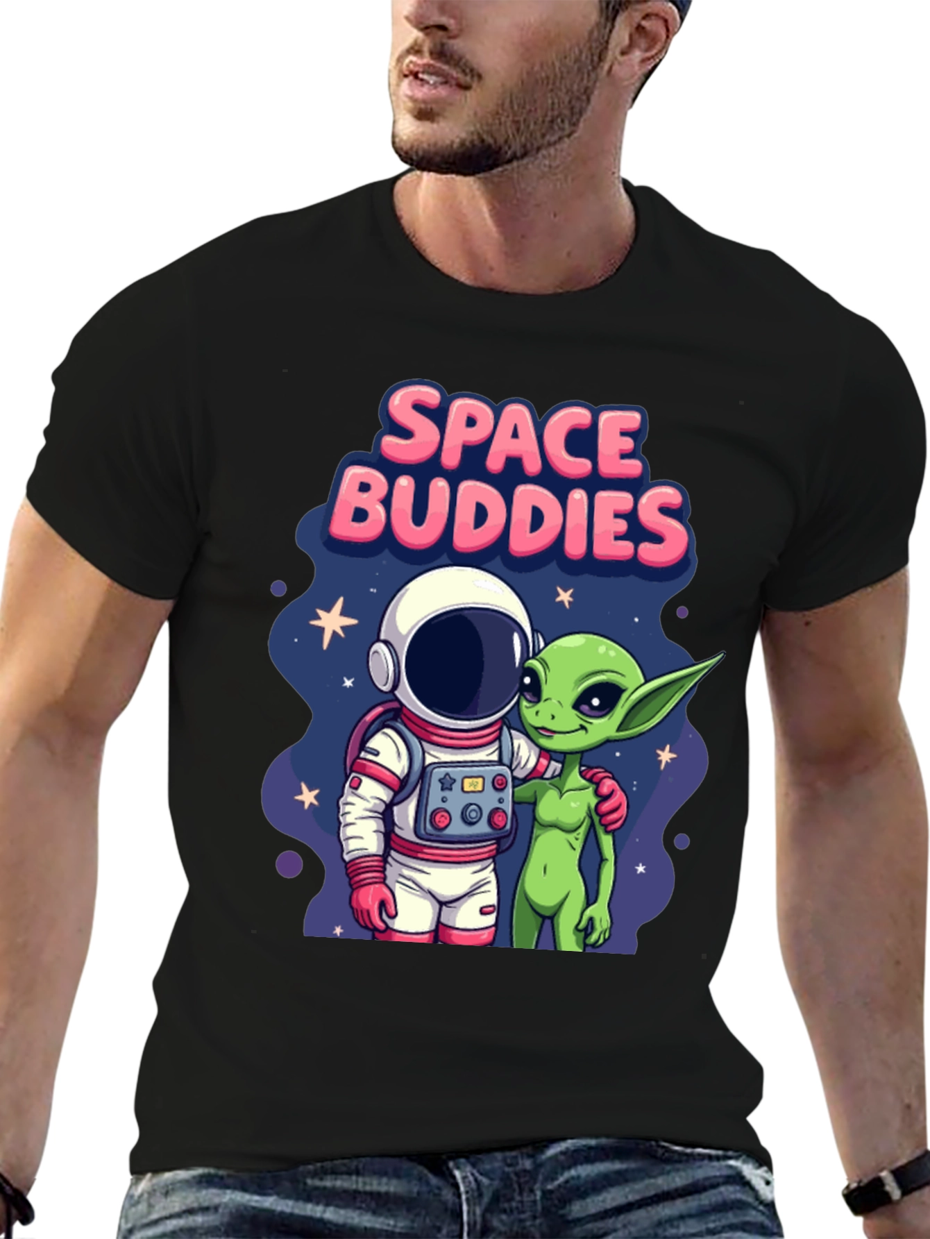 Space Buddies Graphic T-Shirt - Astronaut and Alien