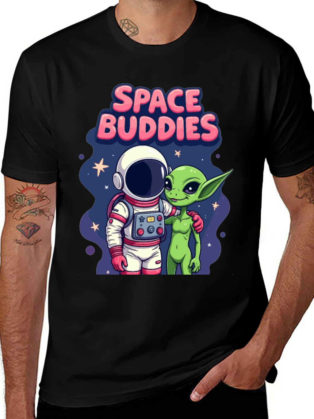 Space Buddies Graphic T-Shirt - Astronaut and Alien