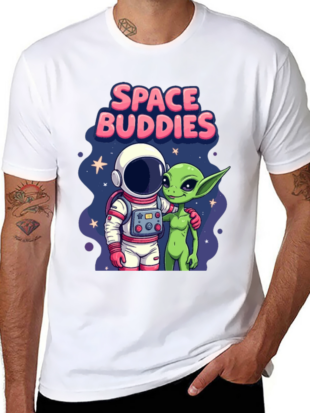 Space Buddies Graphic T-Shirt - Astronaut and Alien