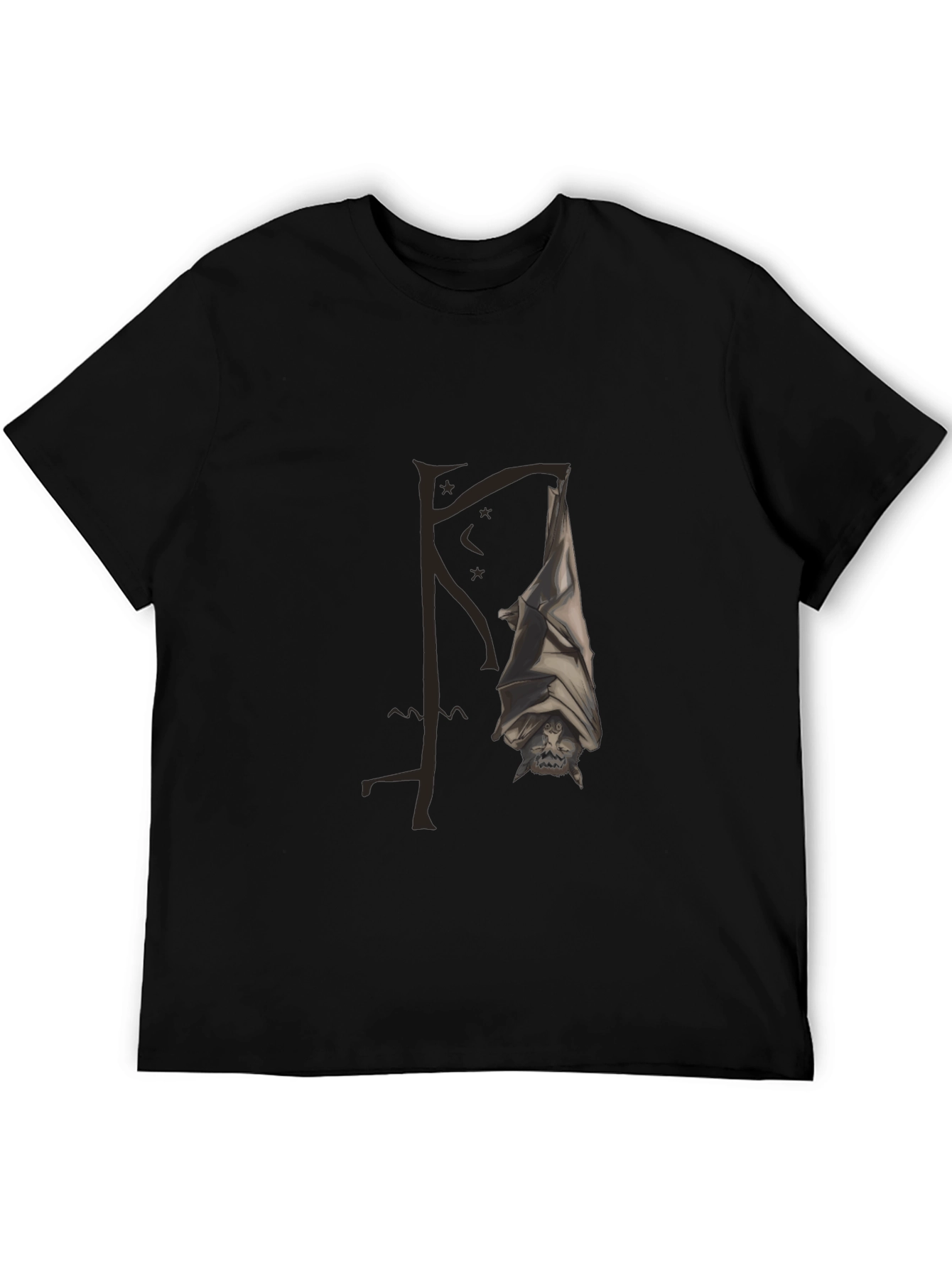 Bat Graphic Tee - Gothic Style Black T-Shirt