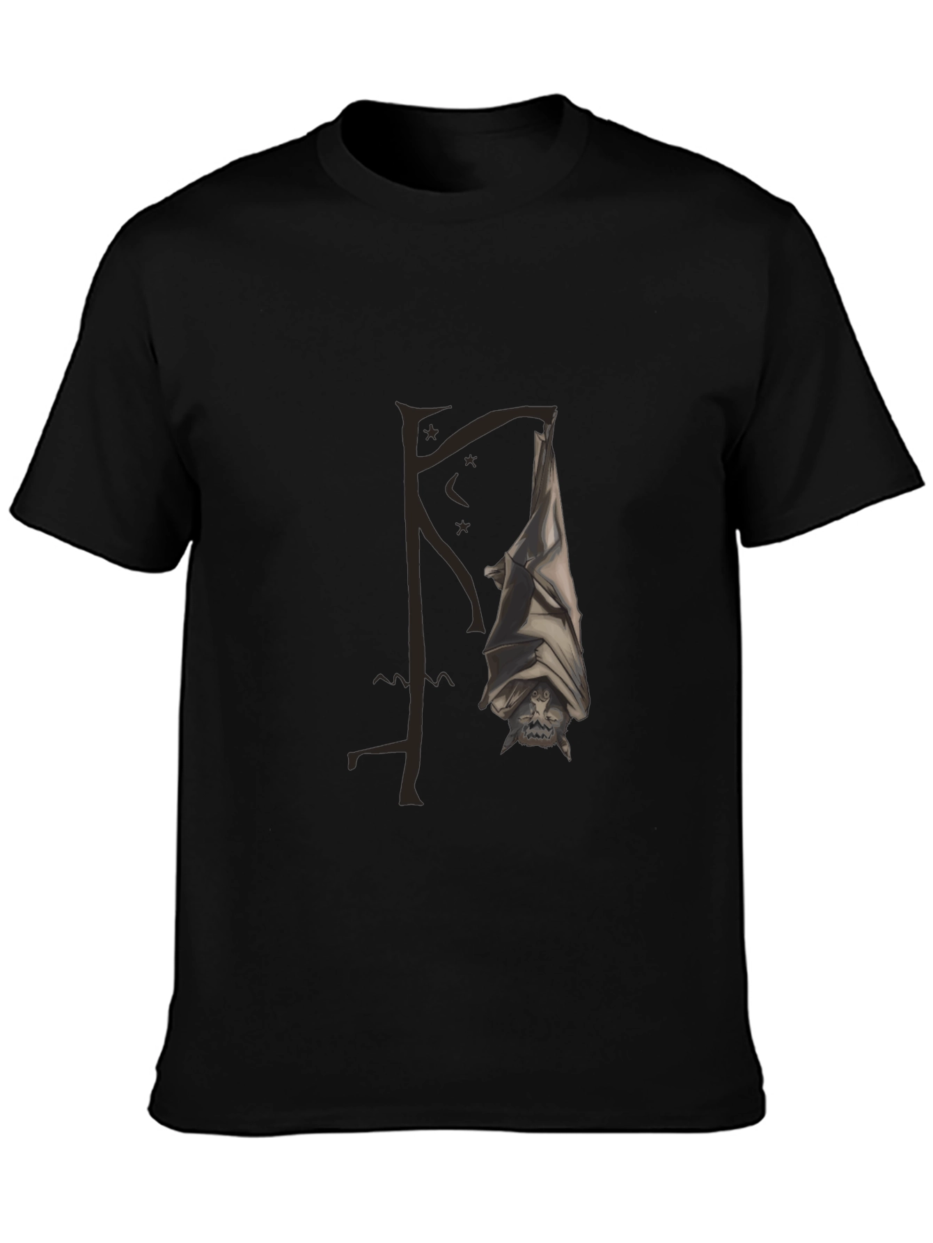 Bat Graphic Tee - Gothic Style Black T-Shirt