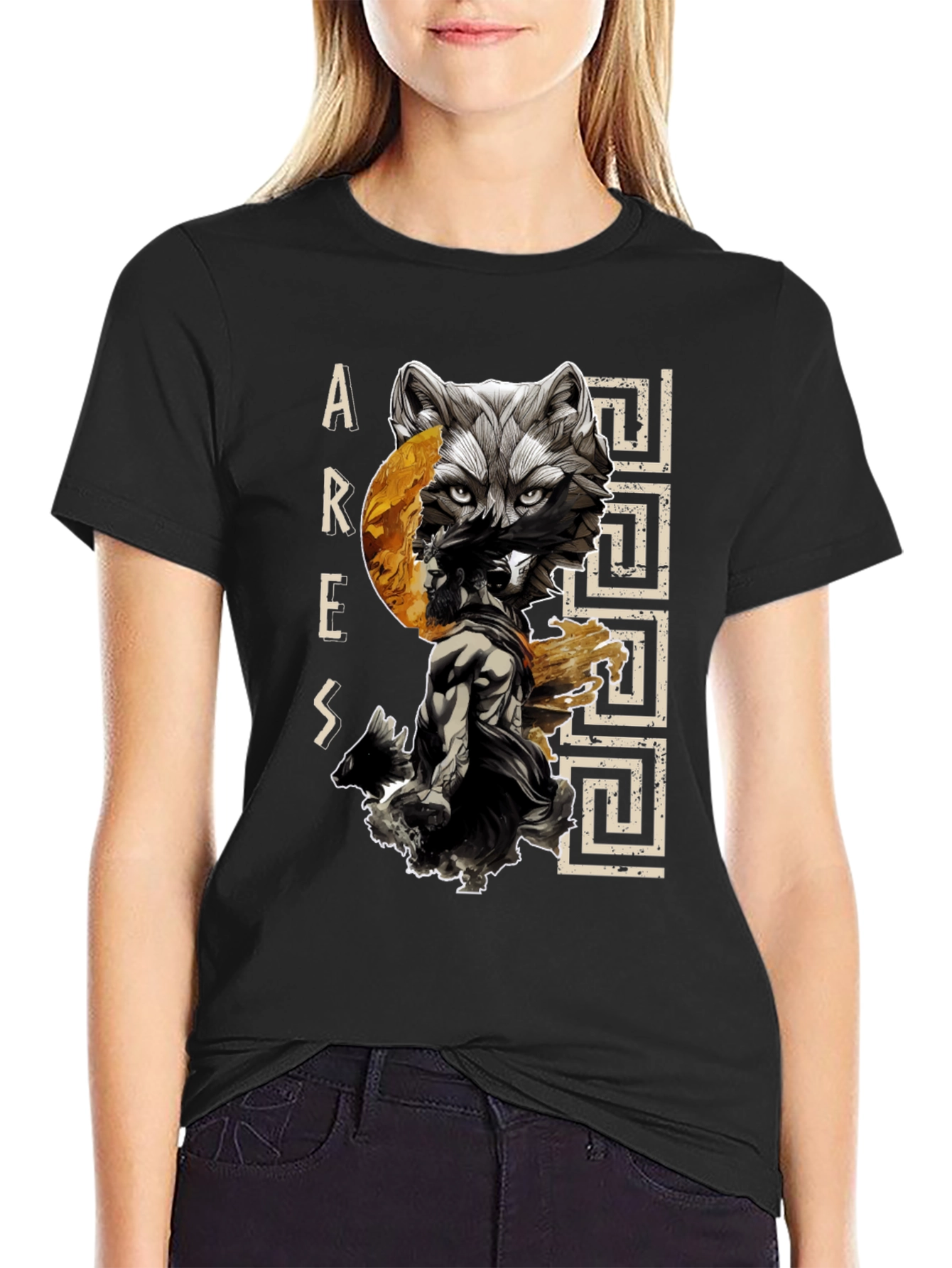 Ares Wolf Graphic T-Shirt - Mens Black Tee